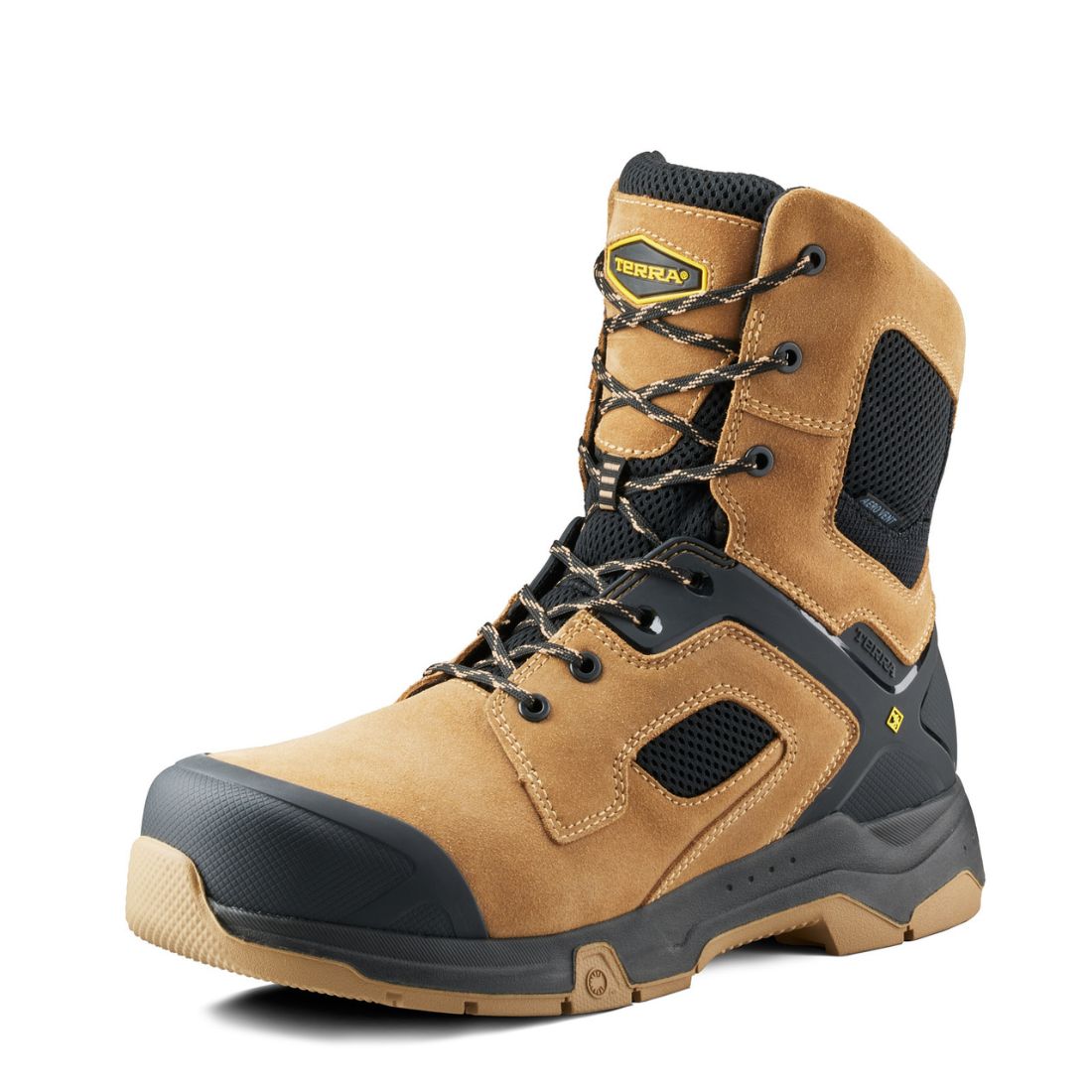Terra Cobalt Men's Size 8 Composite Toe Work Boots - OSHA Approved Safety Shoes 1280TN in Tan | Slip Resistant & Electrical Hazard Protection for Construction, Warehouse & Industrial Work
