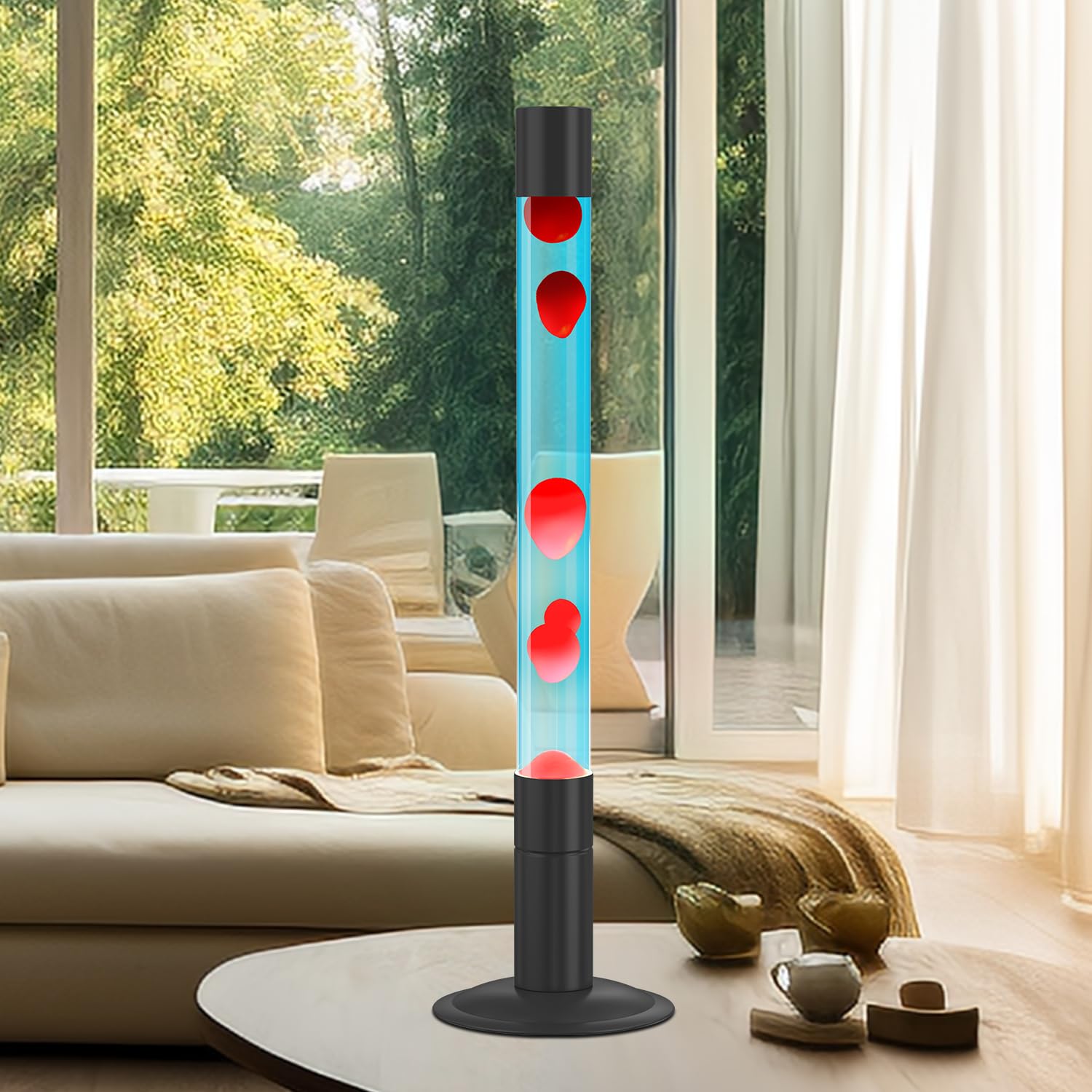 30-Inch Relaxing Liquid Motion Lamps - Soothing Magma Lamps for Home & Office Decor, Perfect for Living Room, Bedroom or Meditation Space (Blue Water with Red Wax) - Stress Relief & Mood Lighting for Adults