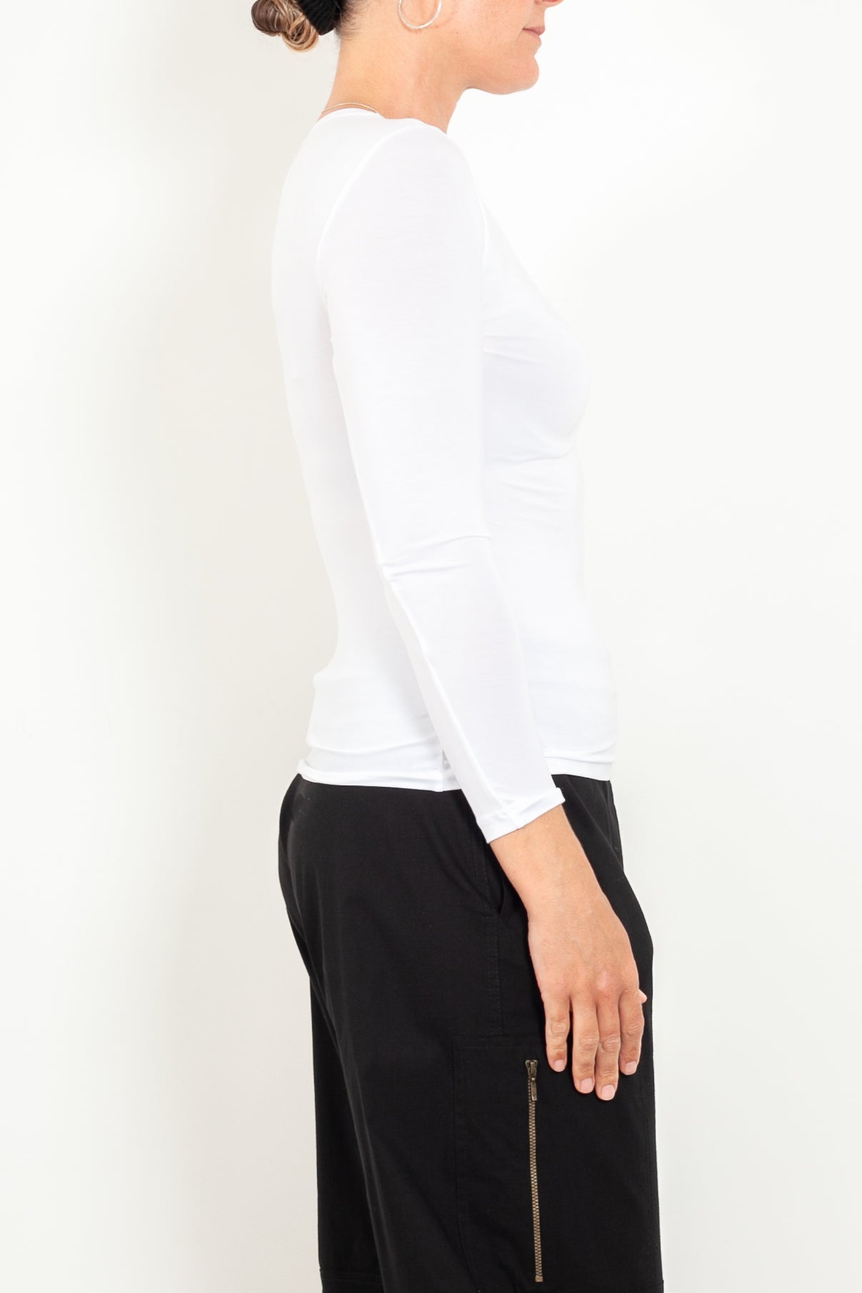 Tani Women's High Neck Long Sleeve Micromodal T-Shirt - Soft Stretchy Casual Top for Work, Yoga & Everyday Wear