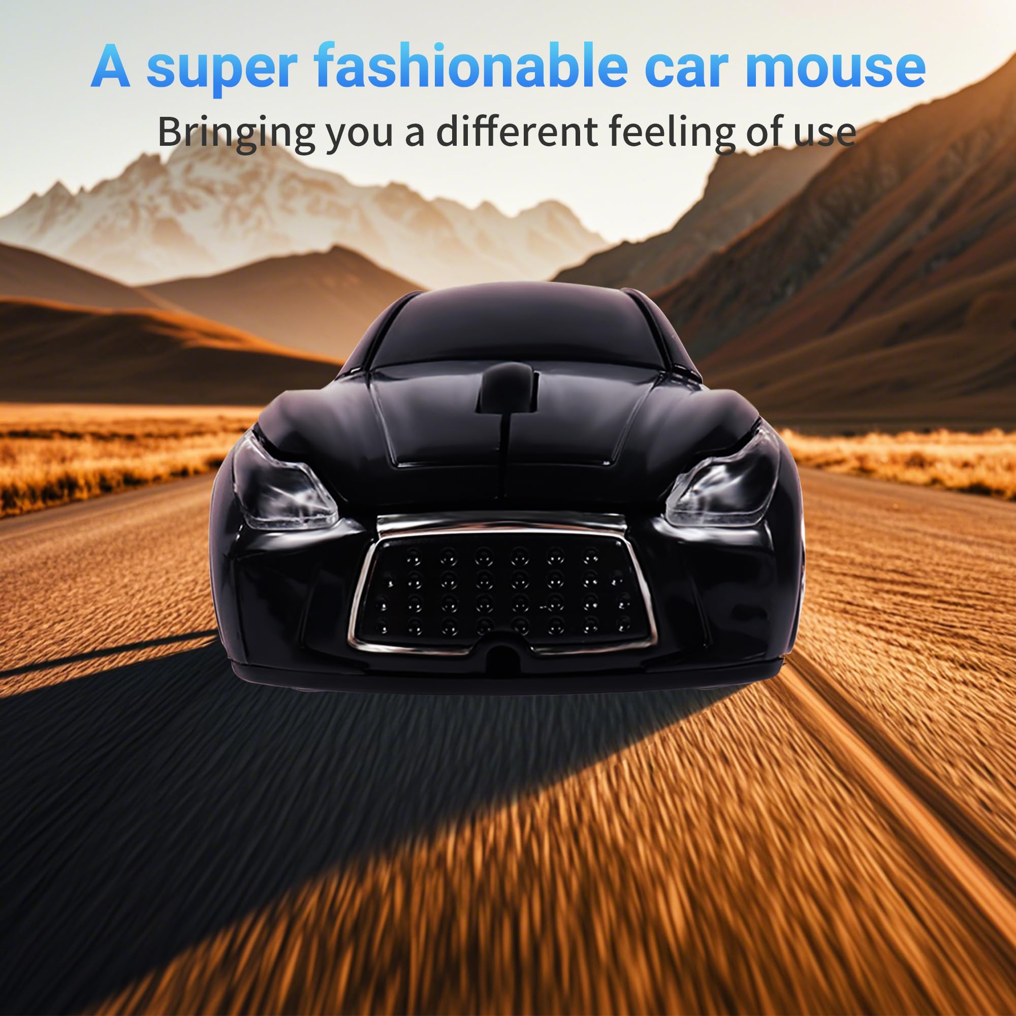 Elec Space Wireless Mouse - Cool Sports Car Design, USB Receiver for PC & Laptop, 1600 DPI, 3 Buttons, Black | Ergonomic Cordless Optical Mouse for Gaming, Office & Home Use