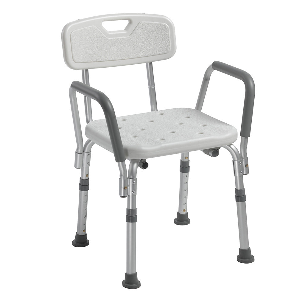 Adjustable Bath Bench with Padded Arms - Non-Slip Shower Chair for Elderly & Disabled - Safe Bathing Seat for Seniors, Post-Surgery Recovery & Bathroom Safety (Use in Showers, Bathtubs & Spa Relaxation)