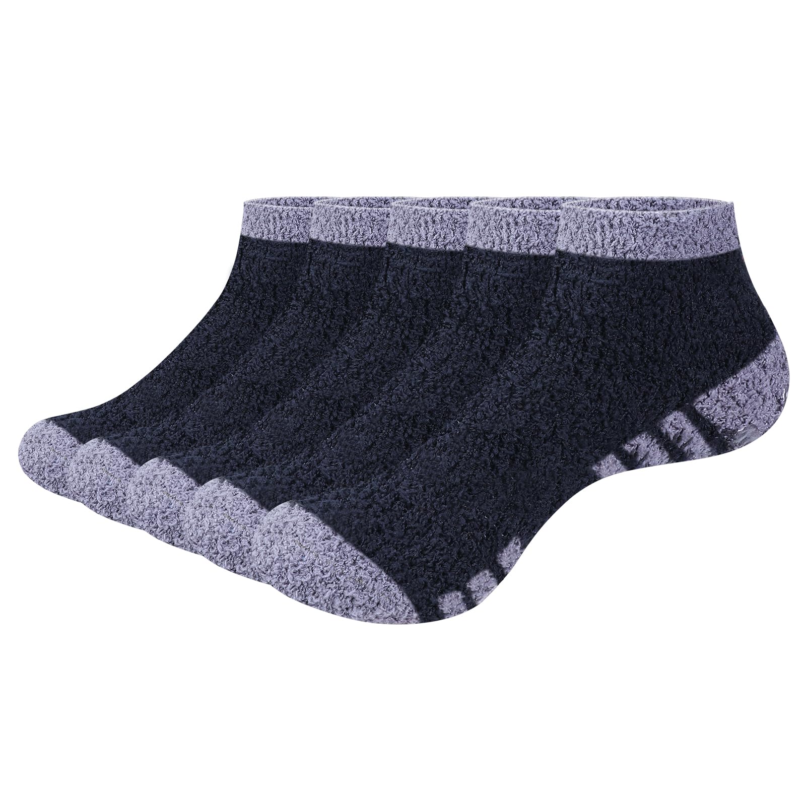 **Men's Fuzzy Fluffy Slipper Socks - Cozy Non-Slip Ankle Socks for Home, Hospital & Indoor Use - 5 Pairs - Perfect for Relaxing & Comfort**