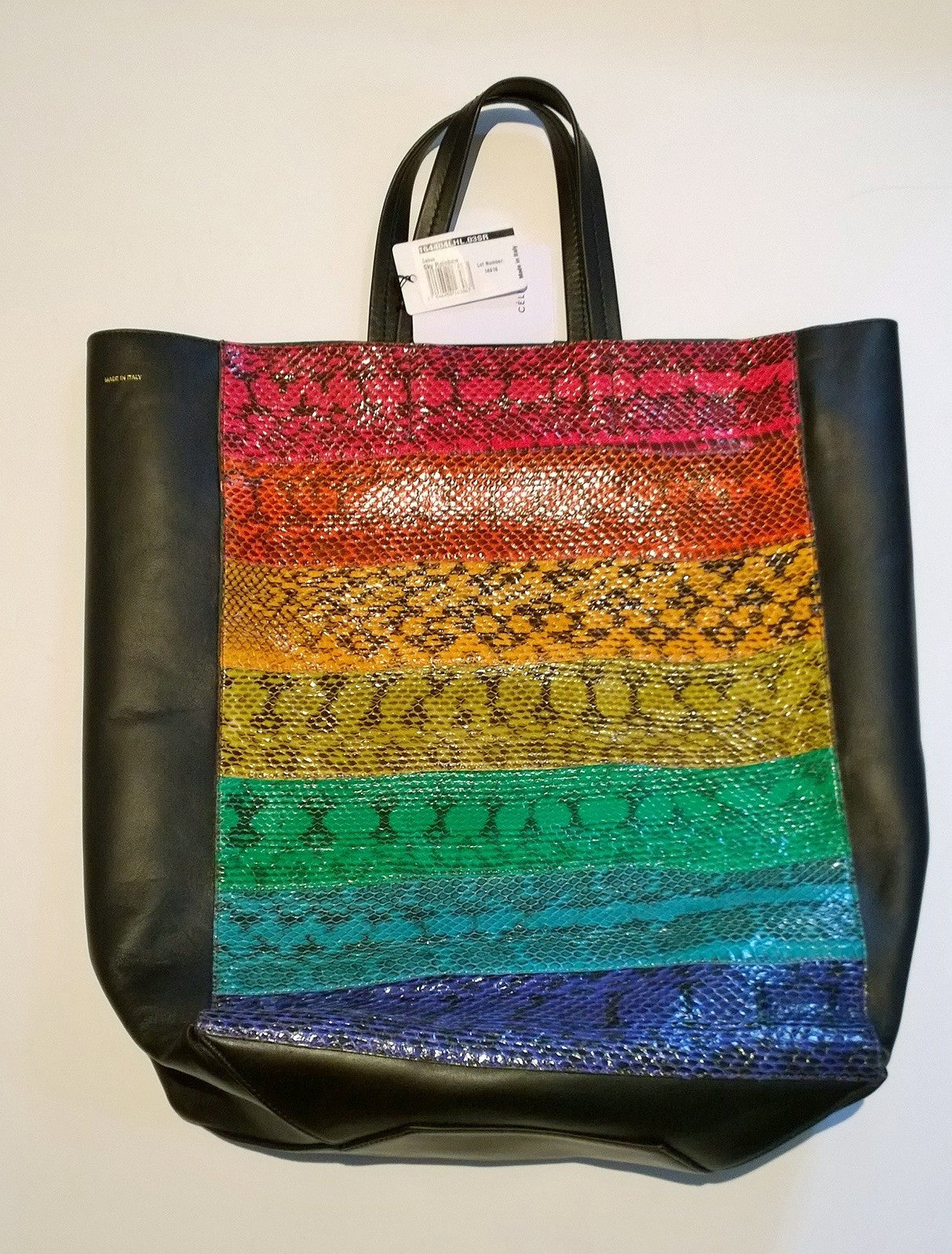 Celine Rainbow Watersnake Leather Tote Bag - Black Designer Handbag for Women | Perfect for Work, Travel & Everyday Use