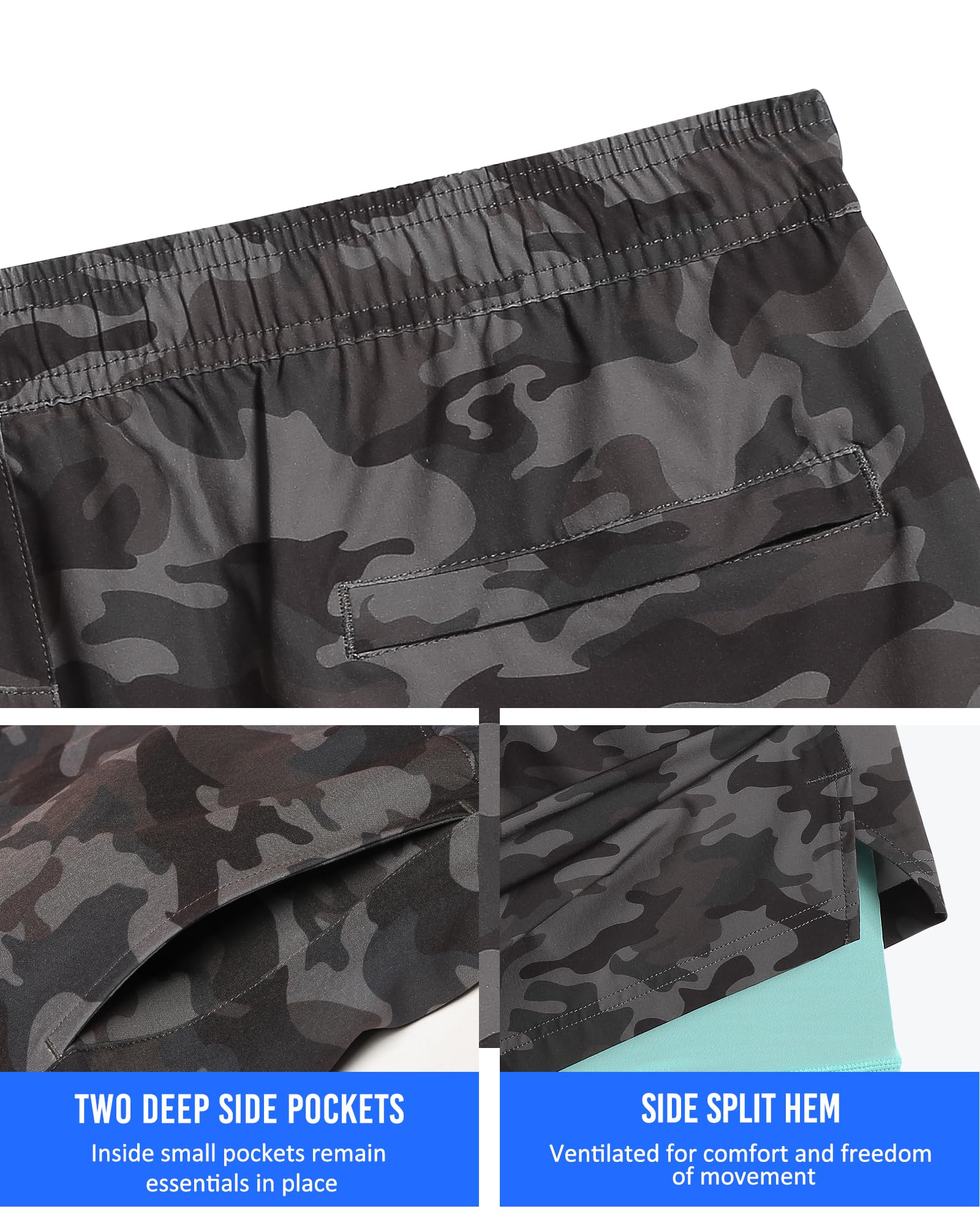 Maamgic Men's 5-Inch Gym Running Shorts - 2-in-1 Quick Dry Workout Athletic Shorts for Training & Jogging | Lightweight & Breathable for Sports & Outdoor Activities