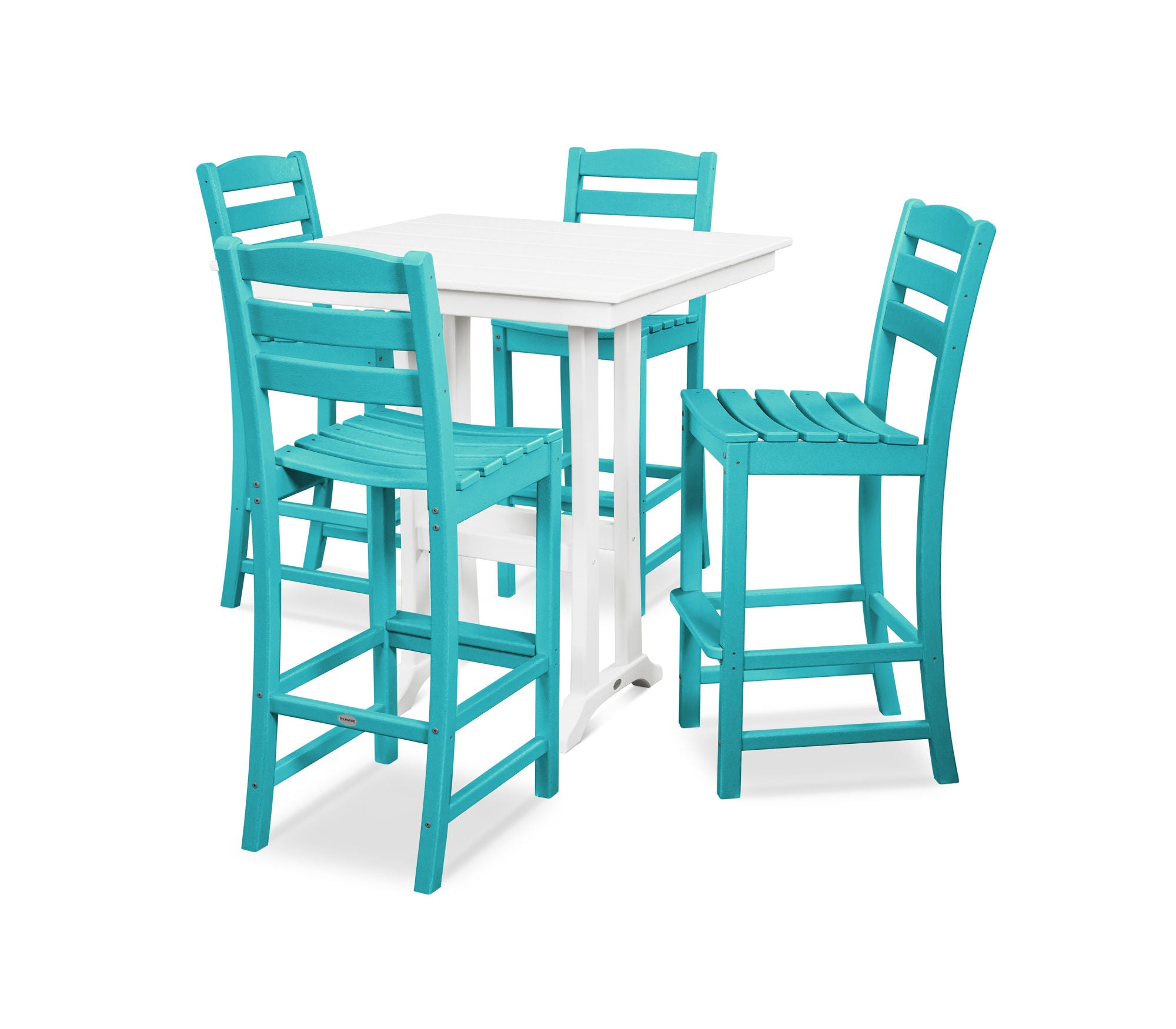 POLYWOOD La Casa Café 5-Piece Farmhouse Trestle Bar Set - Outdoor Patio Dining Furniture for Backyard, Garden & Poolside