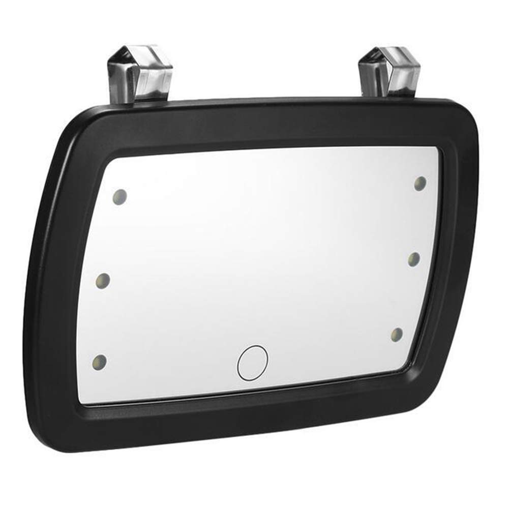 LED Car Sun Visor Makeup Mirror with Touch Switch - 6 Built-in Lights, Clip-On Cosmetic Mirror for Car, Truck & SUV - Perfect for Touch-Ups While Driving or Traveling