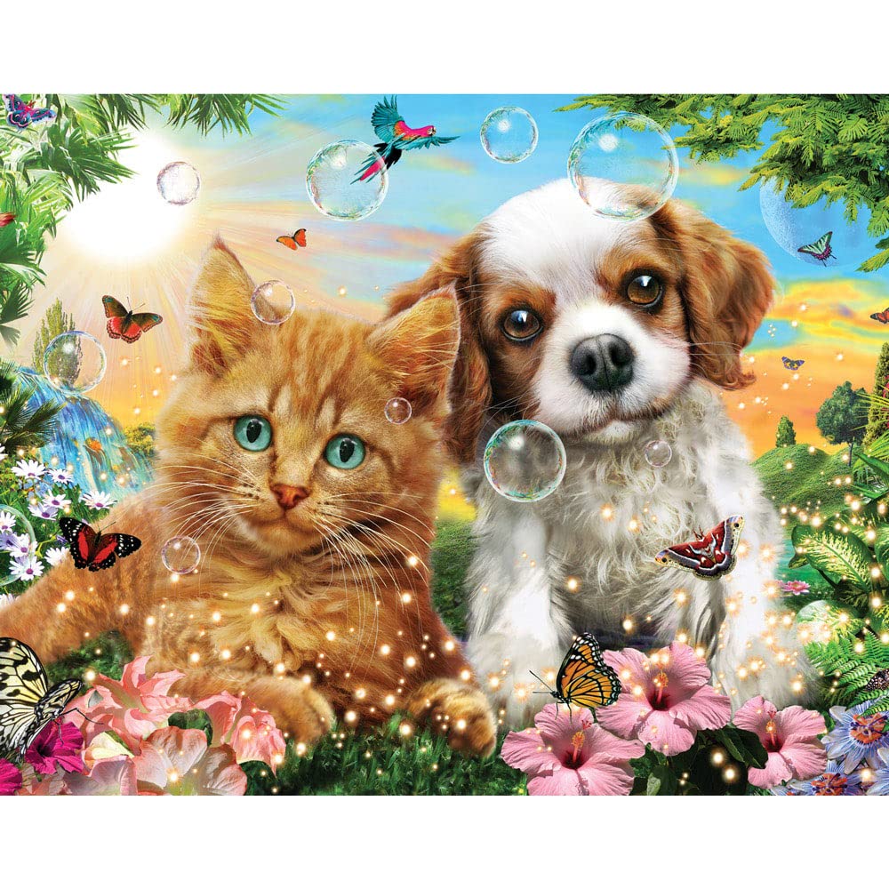 200 Piece Jigsaw Puzzle for Adults - Cute Kitten & Puppy Puzzle by Adrian Chesterman - 15x19 Inch Finished Size - Fun Family Game Night, Stress Relief & Home Decor
