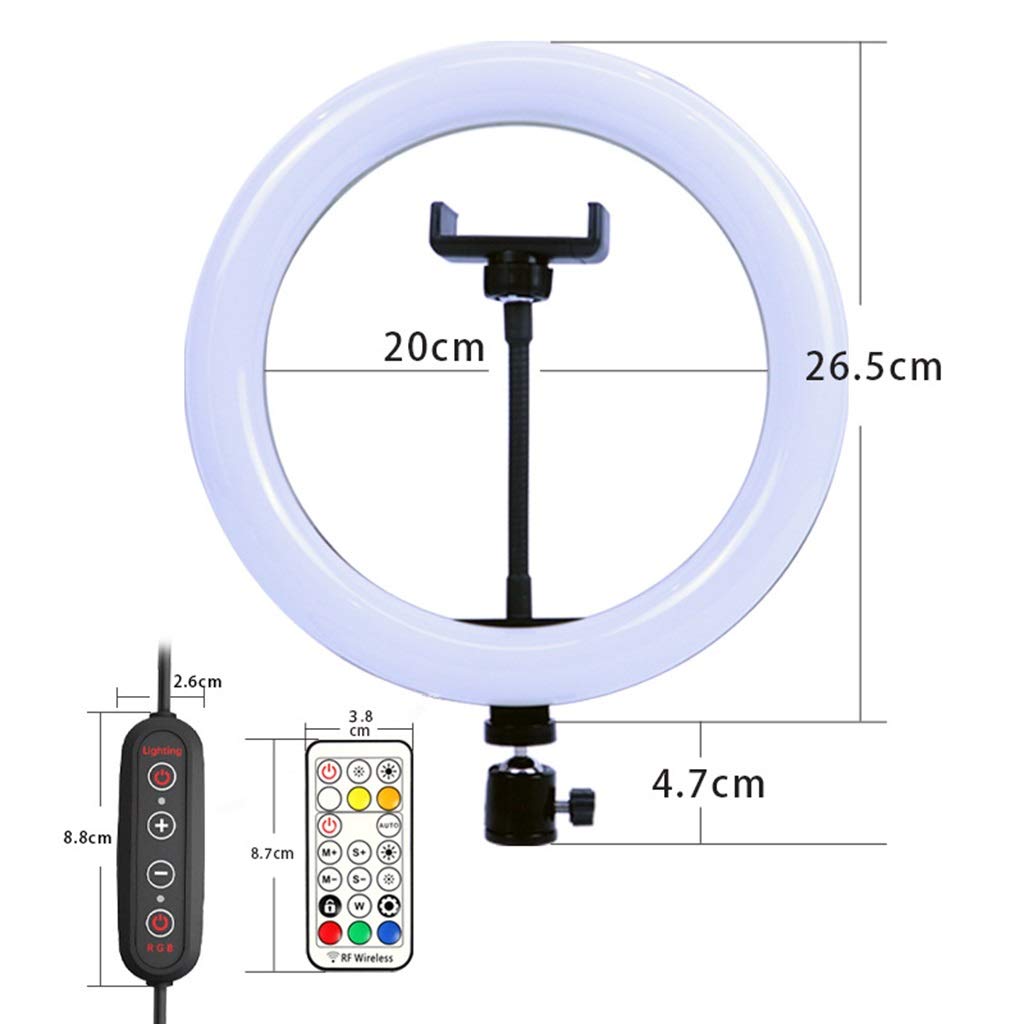 QFFL RGB LED Ring Light with Phone Holder & Remote Control - Perfect for Makeup, Live Streaming, Photography, YouTube Videos & TikTok Content Creation