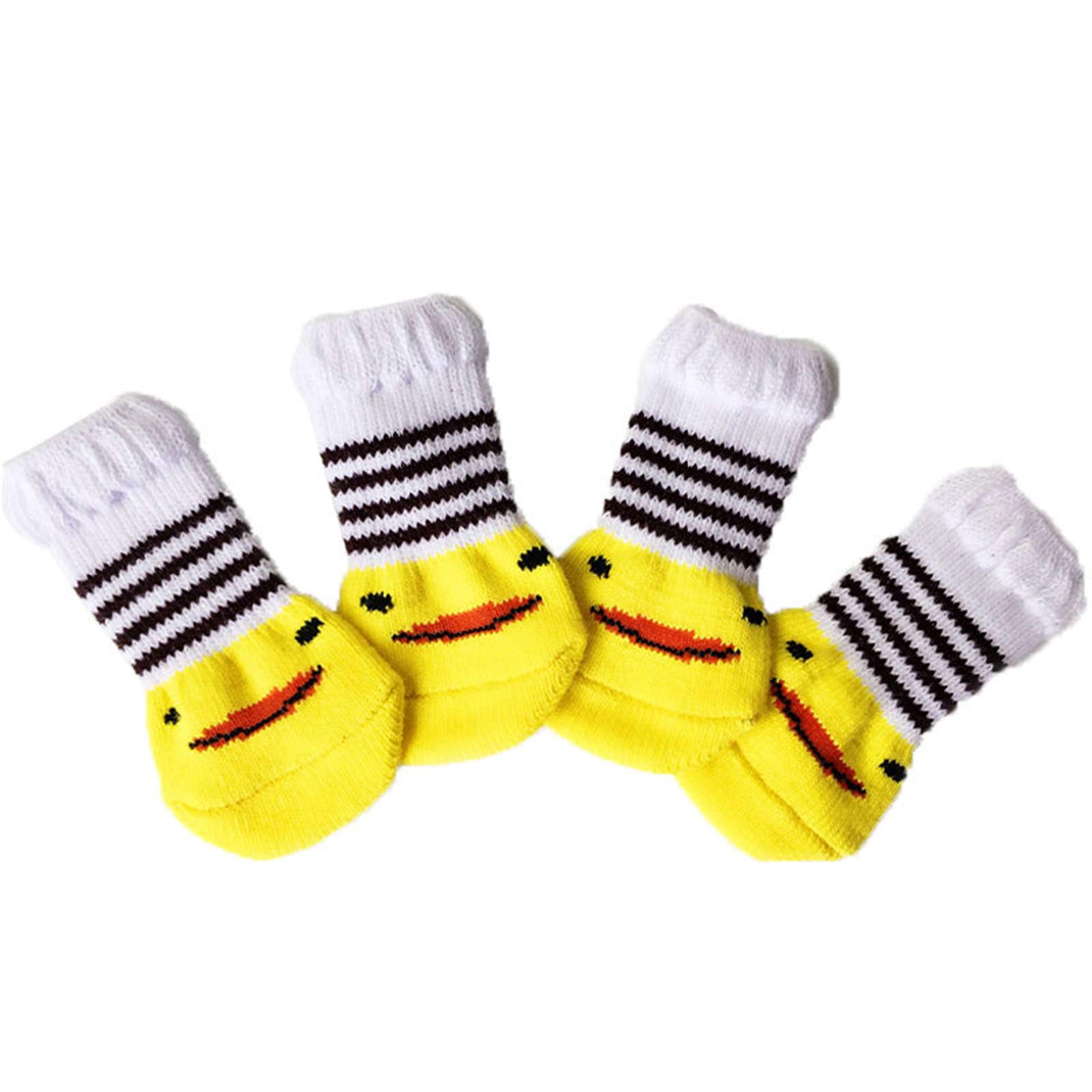 HOVTOIL 4-Piece Cotton Warm Pet Socks for Cats & Dogs - Cute Cartoon Pattern Puppy Shoes, Winter Indoor Dog & Cat Socks for Small Breeds - Perfect for Cold Weather & Home Comfort