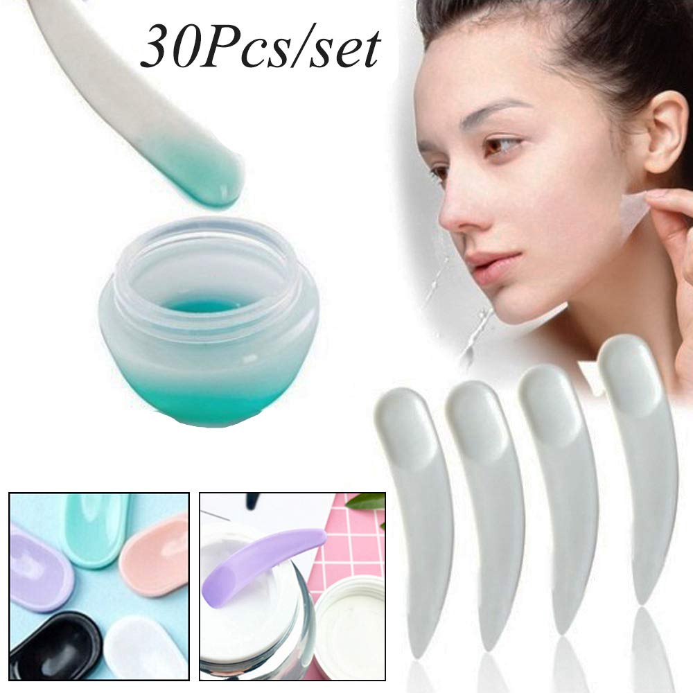 30 Pcs Mini Cosmetic Spatulas - Plastic Makeup Spatulas for Creams, Lotions & Facial Masks - Small Cosmetic Scoops for Mixing, Sampling & Beauty Products (Black) - Perfect for DIY Skincare, Makeup Application & Travel Kits