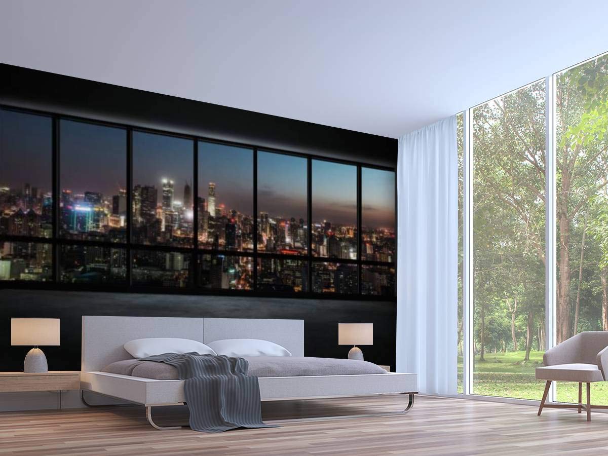 3D Wallpaper Cityscape Night View - Self-Adhesive Peel and Stick Wall Mural for Bedroom, Living Room, Dorm Decor - Easy to Apply on Walls, Ceiling & Wardrobe - Perfect for Modern Home & Office Interior Design
