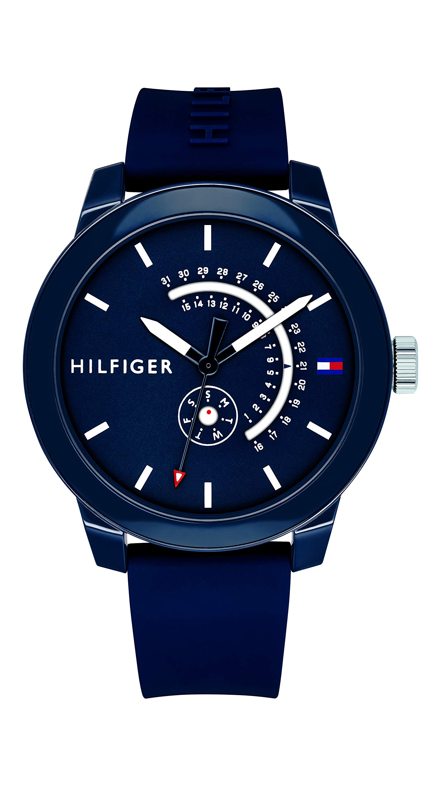 Tommy Hilfiger Men's Blue Rubber Strap Watch 1791482 - Waterproof Casual & Sporty Wristwatch for Everyday Wear, Gym, and Outdoor Activities