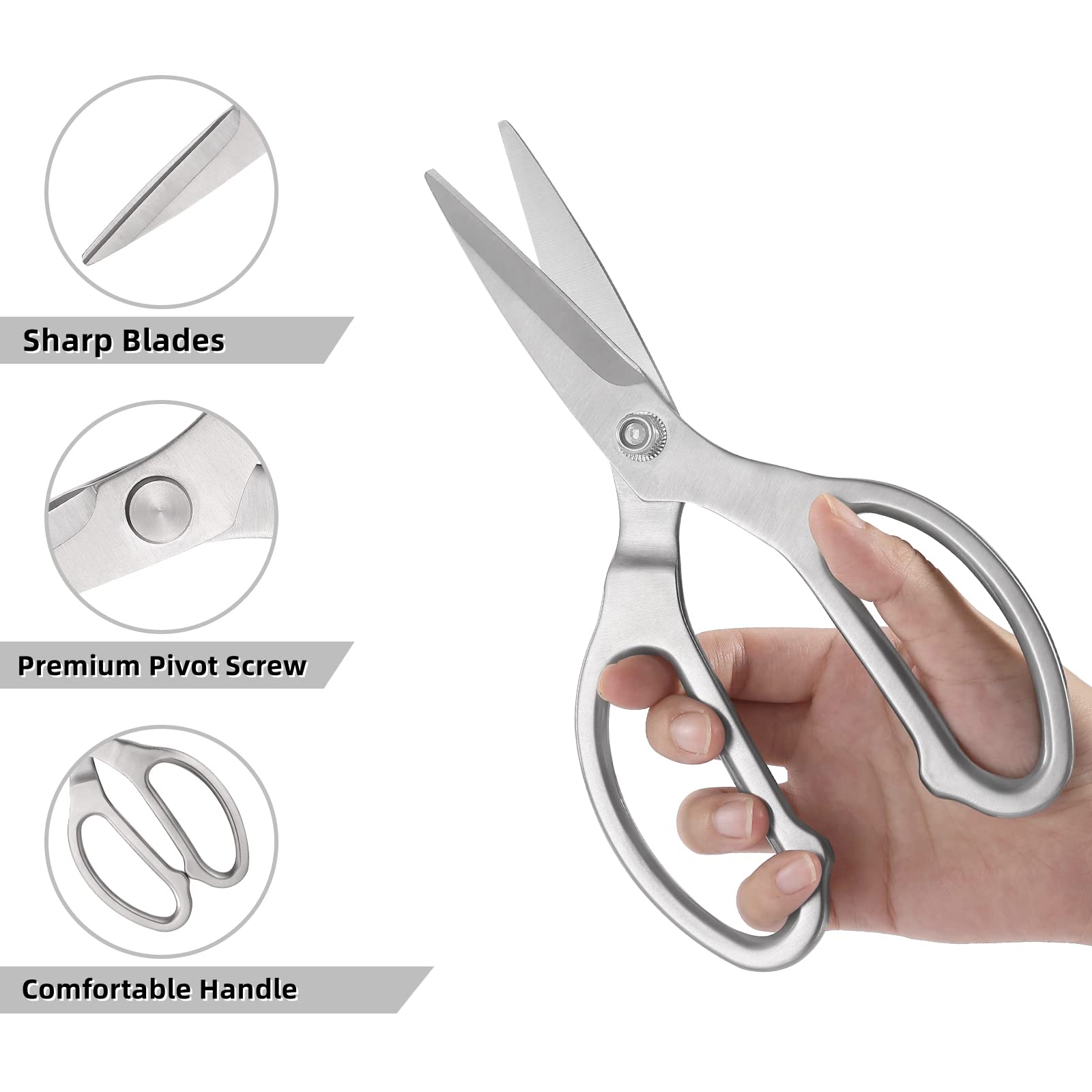 Premium Heavy Duty Forged Kitchen Scissors - Ultra Sharp Stainless Steel Poultry Shears & Multi-Purpose Utility Scissors for Cooking, Crafting, and Outdoor Use