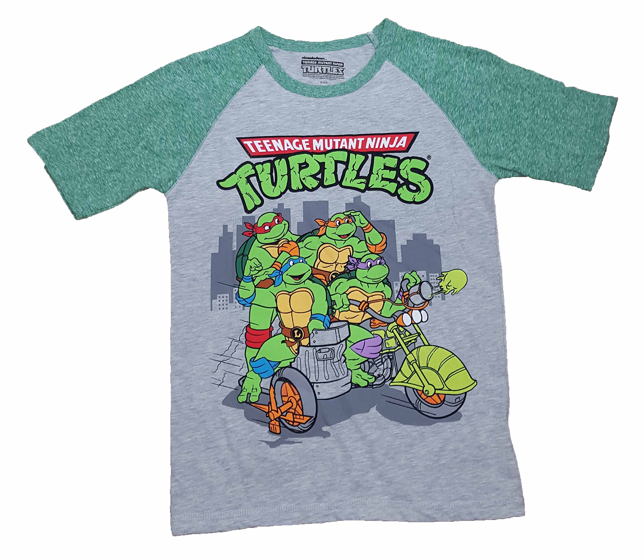 Nickelodeon Teenage Mutant Ninja Turtles Men's Graphic Raglan T-Shirt - Medium Size | Cool Motorcycle Style for Casual Wear & TMNT Fans
