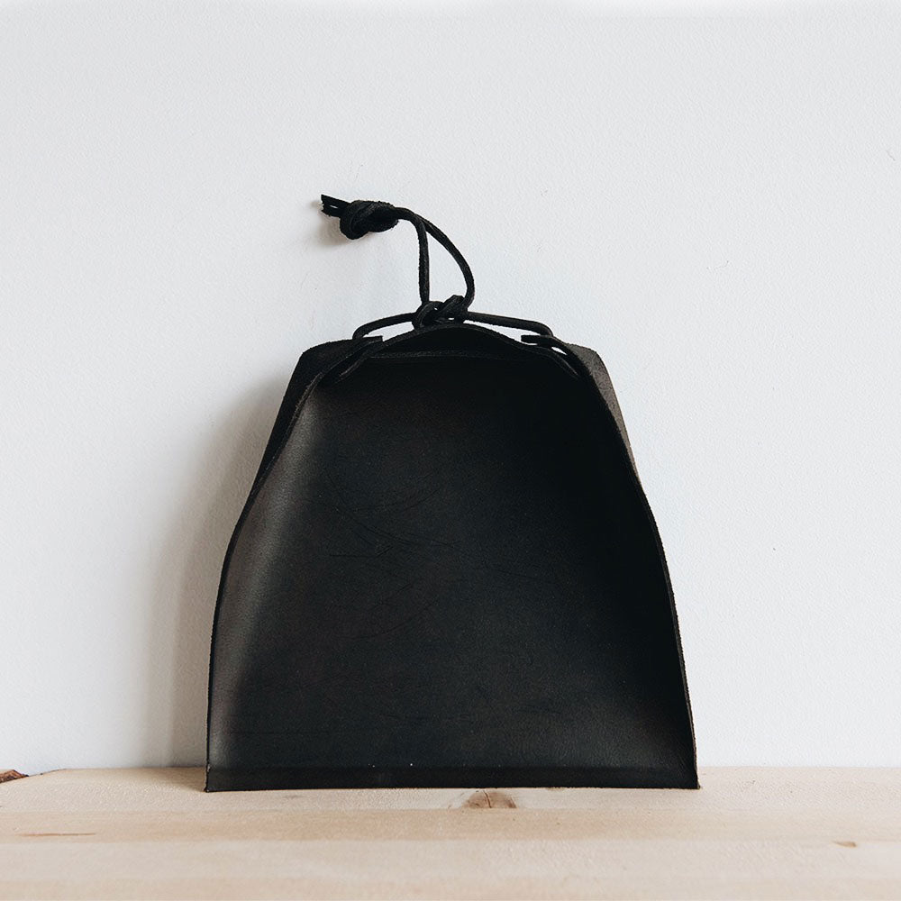 Premium Black Leather Dustpan - Heavy Duty & Stylish for Home, Office, and Workshop Cleaning