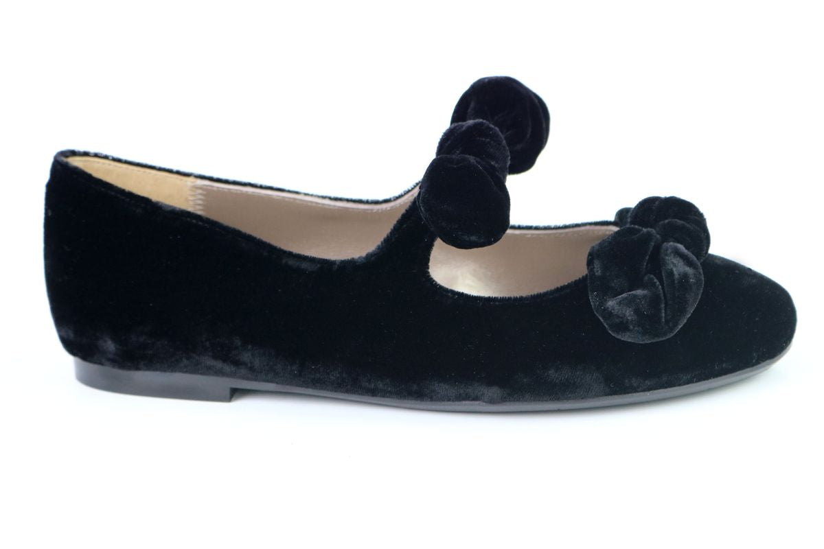 Black Velvet Double Bow Slip-On Loafers for Women - Comfortable Casual Shoes for Work, Office & Daily Wear