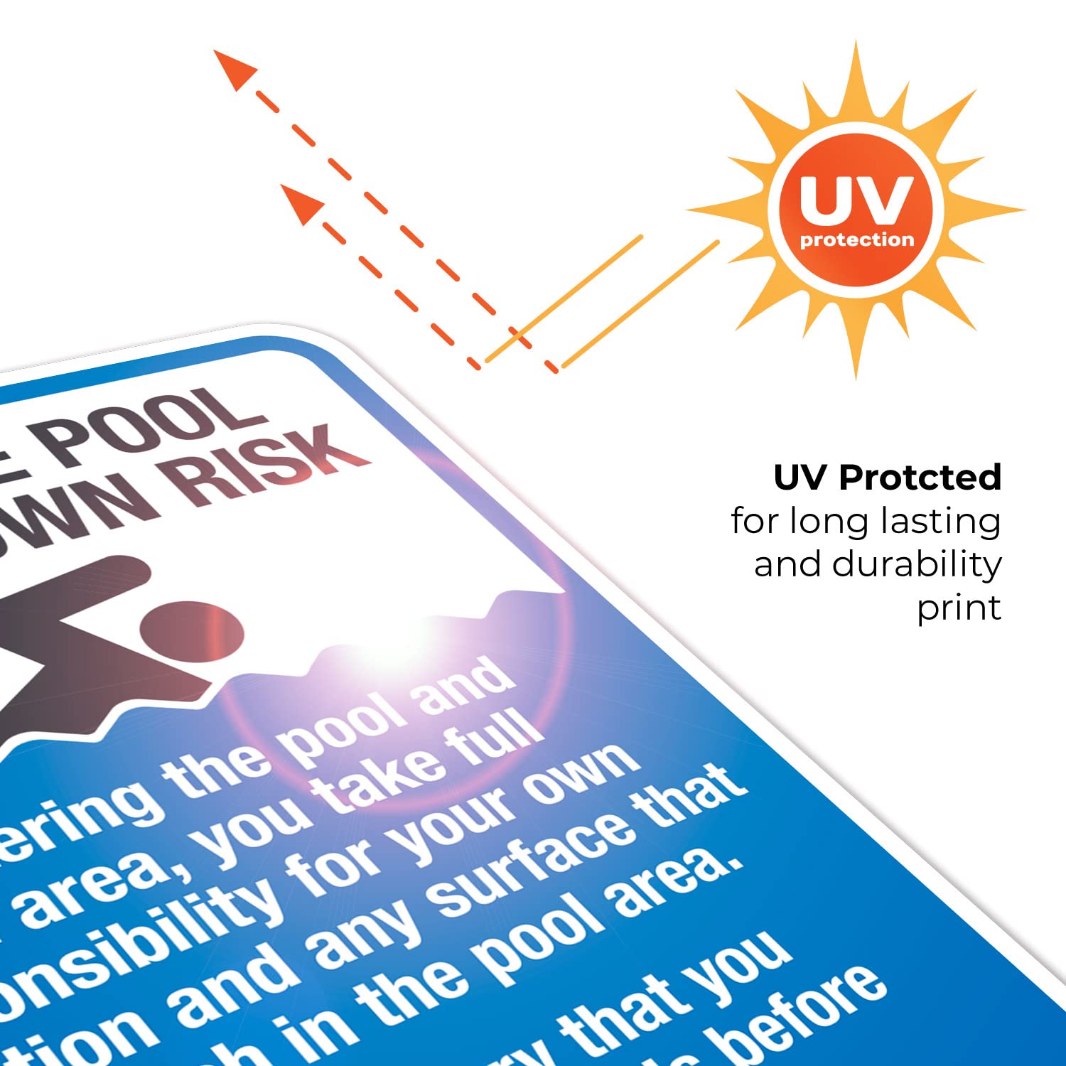 Enter The Pool at Your Own Risk Sign - 18x24 Inches Rust-Free .063 Aluminum Pool Warning Sign - Fade Resistant Indoor/Outdoor Safety Sign - Made in USA - Perfect for Backyard Pools, Community Centers & Water Parks