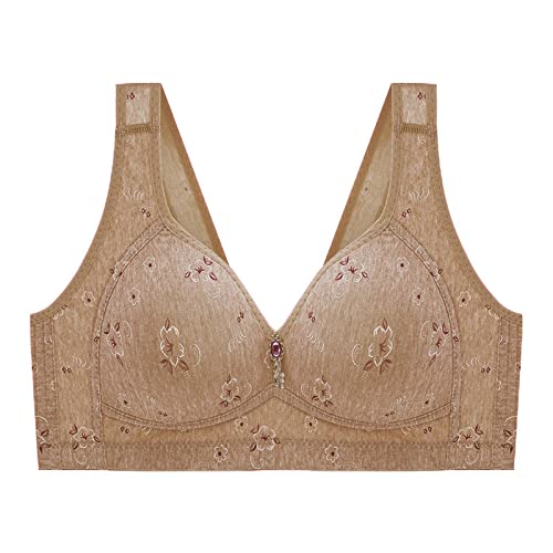 Women's Cotton Floral Print Seamless Wireless Bras - No Underwire Comfortable Everyday Underwear for Lounge, Sleep & Casual Wear