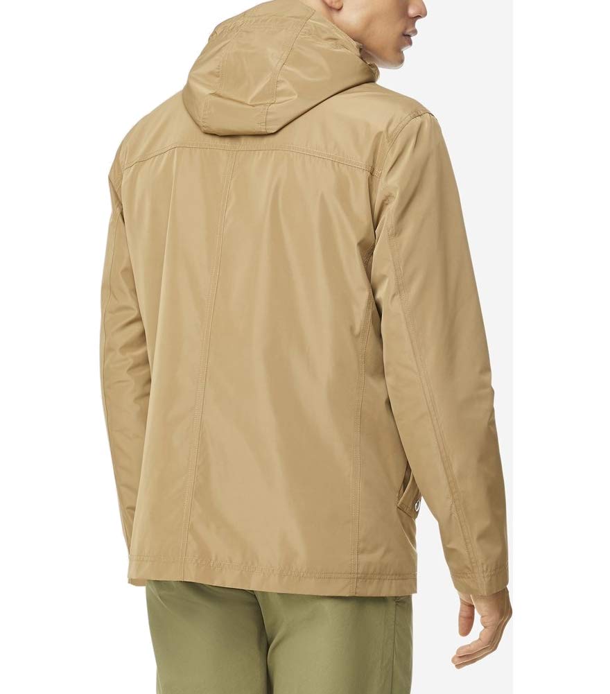 Cole Haan Men's Waterproof Hooded Rain Jacket - Lightweight Windbreaker for Outdoor Activities, Commuting & Travel