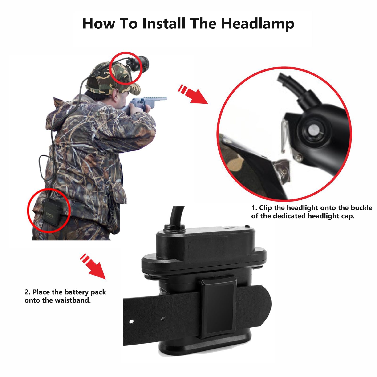 80000 LUX Super Bright Rechargeable LED Hunting Headlamp - Red/White/Green/Amber Light for Coyote, Hog & Predator Hunting - 5 Mode Switch with Soft Cap | Ideal for Night Hunting, Tracking & Outdoor Adventures