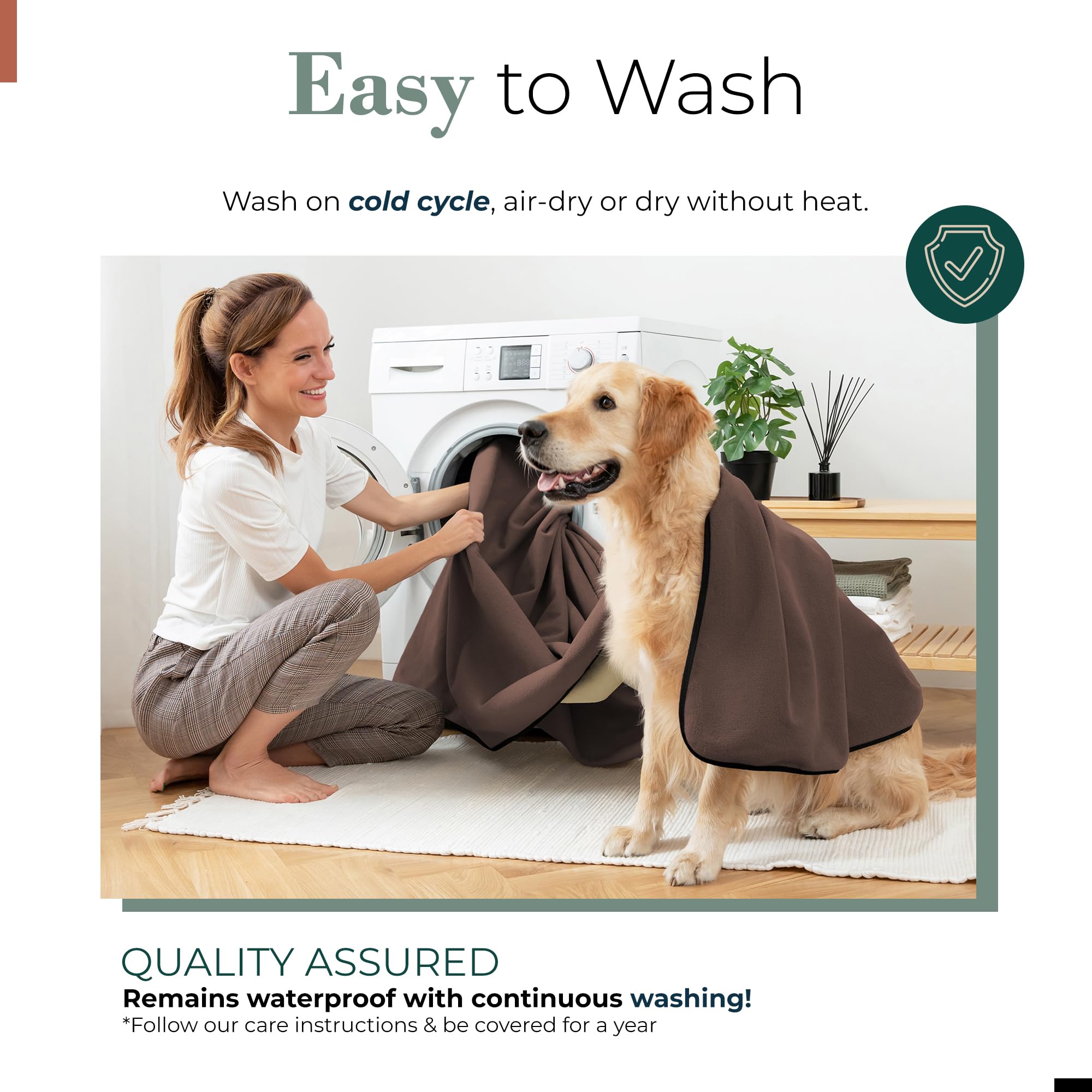 Waterproof Blanket for Bed & Couch - Soft Reversible Furniture Protector for Pets & Large Dogs - 80