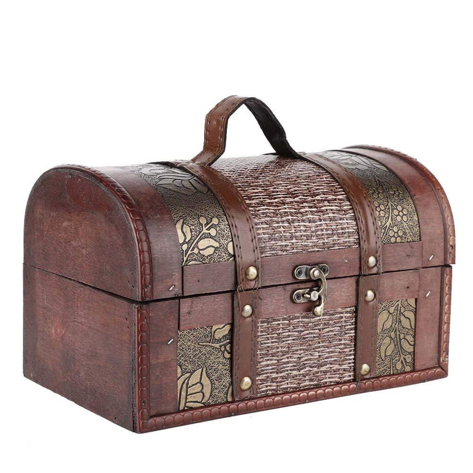 Vintage Handcrafted Wooden Jewelry Storage Box - Decorative Treasure Chest Organizer for Necklace, Earrings & Rings | Perfect Jewelry Gift Box for Women, Home Decor & Travel Use (Red-02)