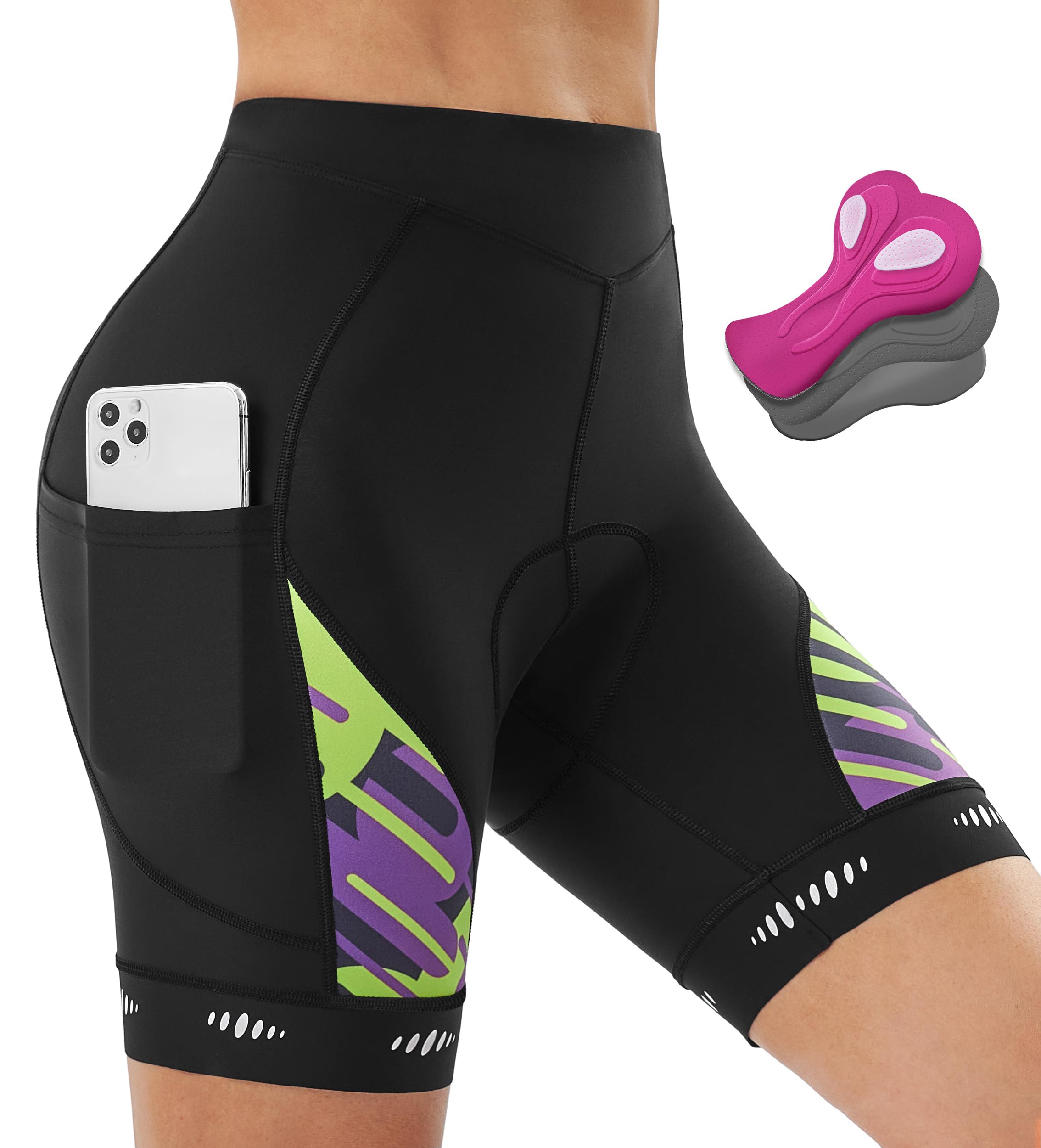 **IUGA Women's 4D Padded Bike Shorts - Breathable Cycling Shorts with Comfortable Padding & Pockets - Perfect for Mountain Biking, Road Cycling & Indoor Workouts**