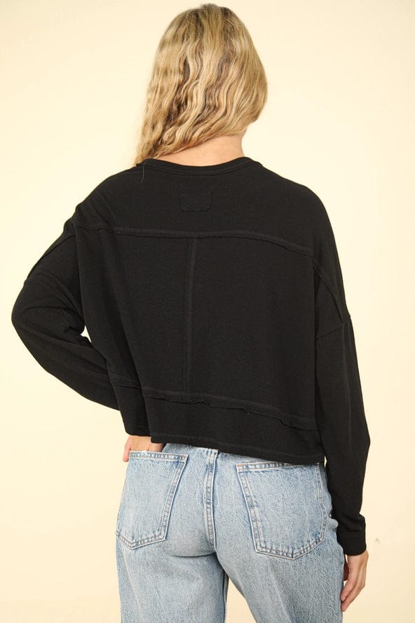 Stylish Black Long Sleeve Pocket T-Shirt for Women - Casual & Comfortable Everyday Wear | Perfect for Work, Outings & Layering