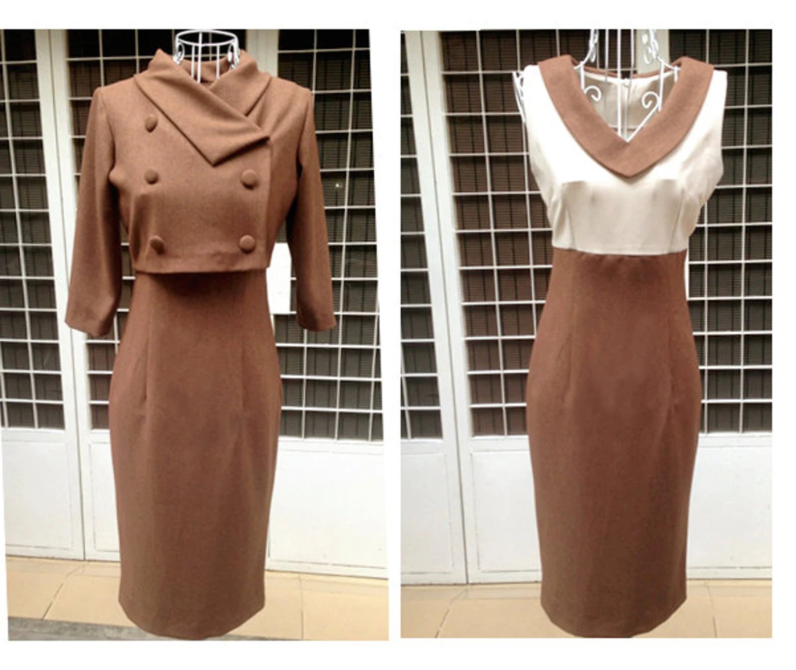 Vintage 1950s Inspired Classic Crop Jacket and Dress - Retro Fashion for Women, Perfect for Parties, Weddings & Everyday Wear
