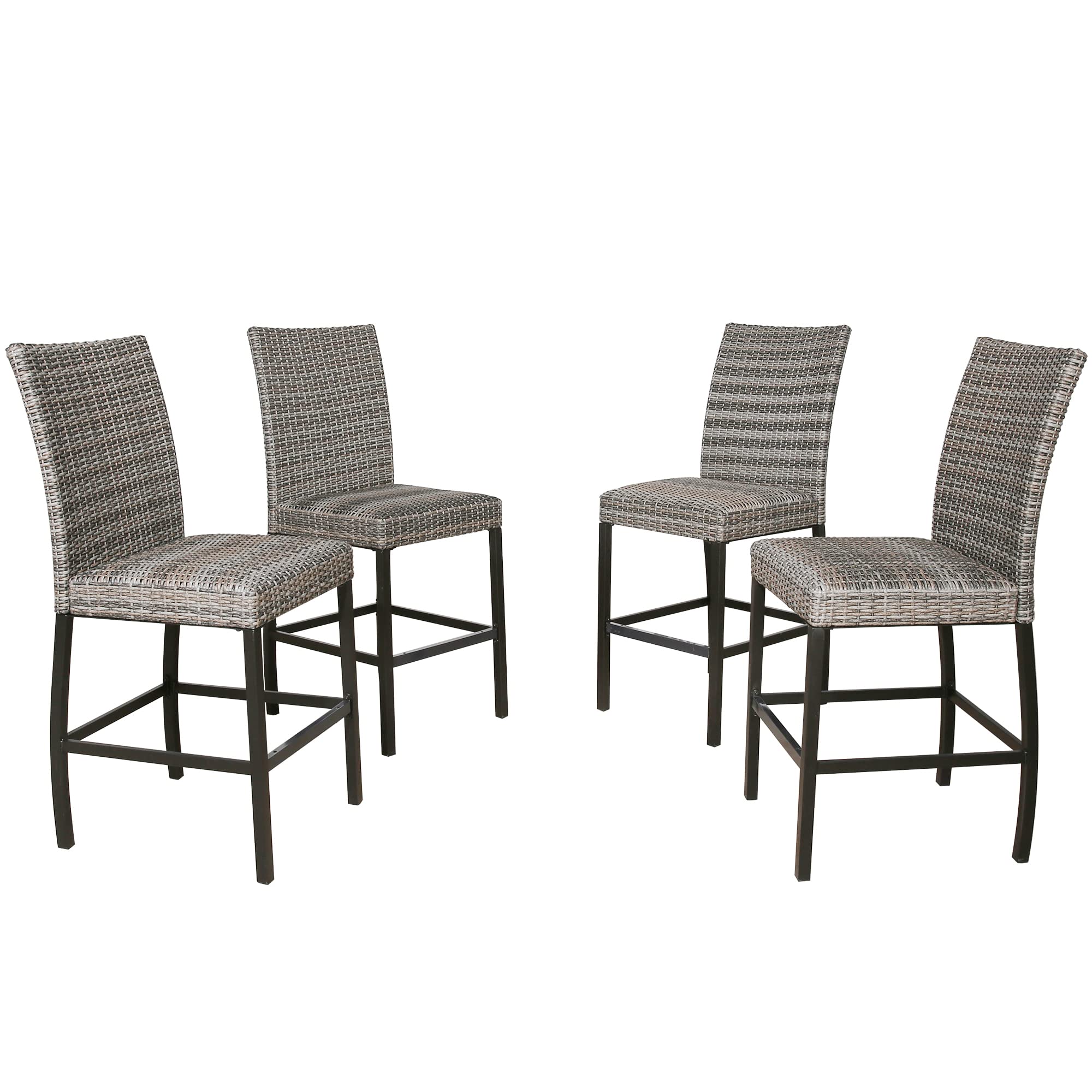 4-Pack Outdoor Wicker Bar Stools with Padded Seats - Waterproof Patio Bar Chairs for Backyard, Poolside & Deck (Set of 4) - Perfect for Outdoor Dining, Entertaining & Relaxing