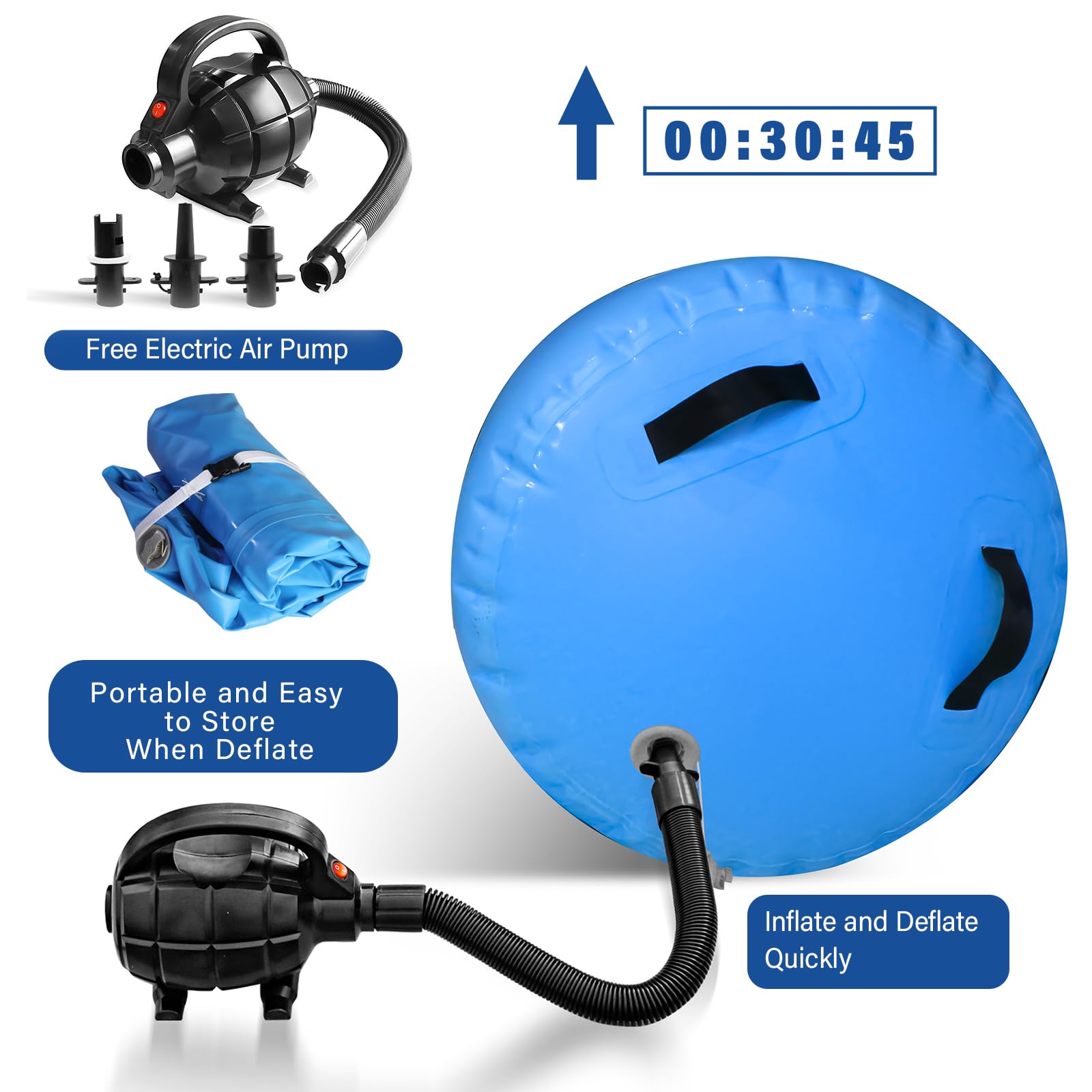 AKSPORT Inflatable Air Roller for Backbends, Back Handsprings & Gymnastics Training - Portable Yoga Barrel with Electric Pump for Home, Cheerleading, Tumbling & Back Walkovers - Perfect for Stretching, Flexibility & Acrobatic Practice