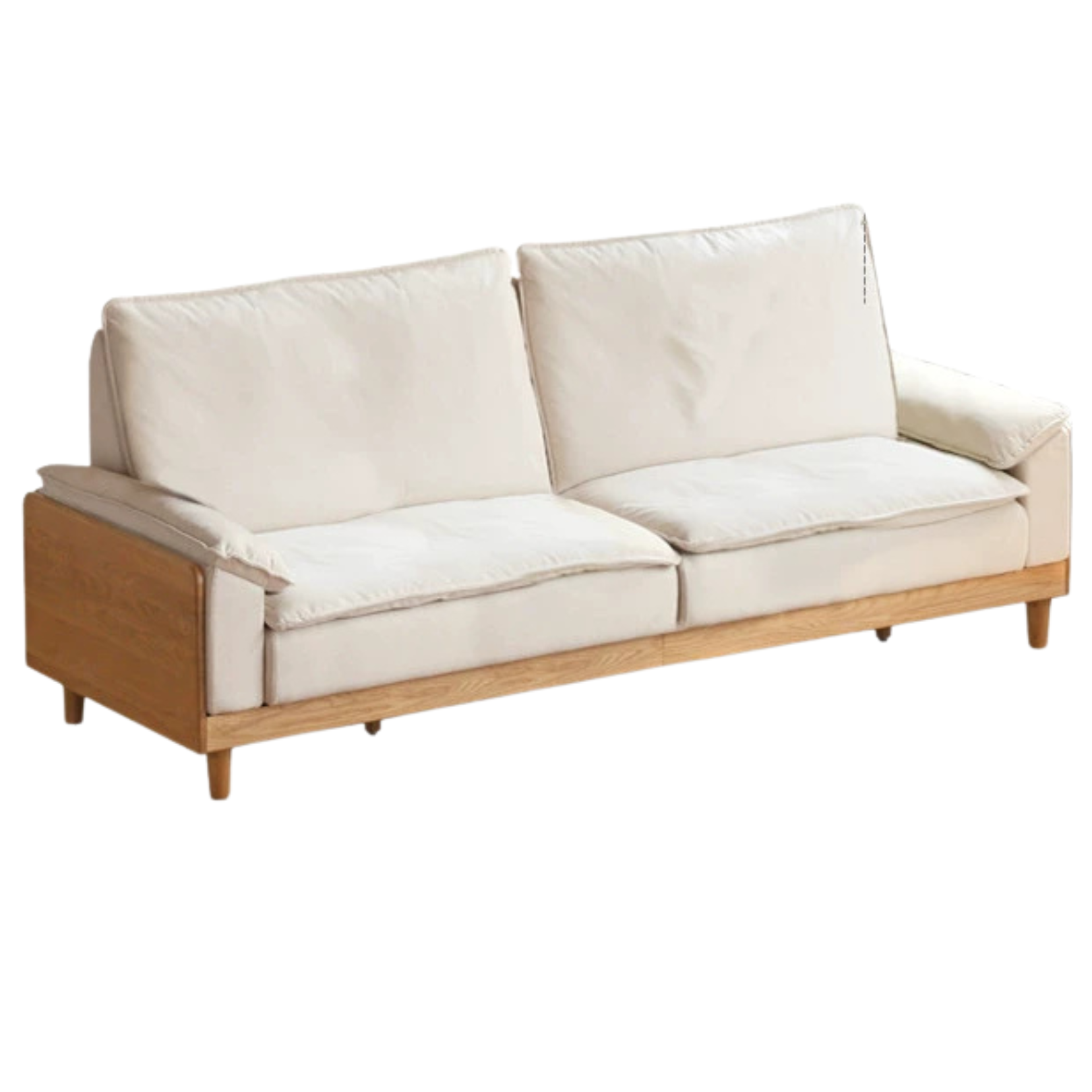 85x38.9x37.4 inch / 216x99.7x95cm / Natural wood color / white oak sofa imitation cotton and linen pear white