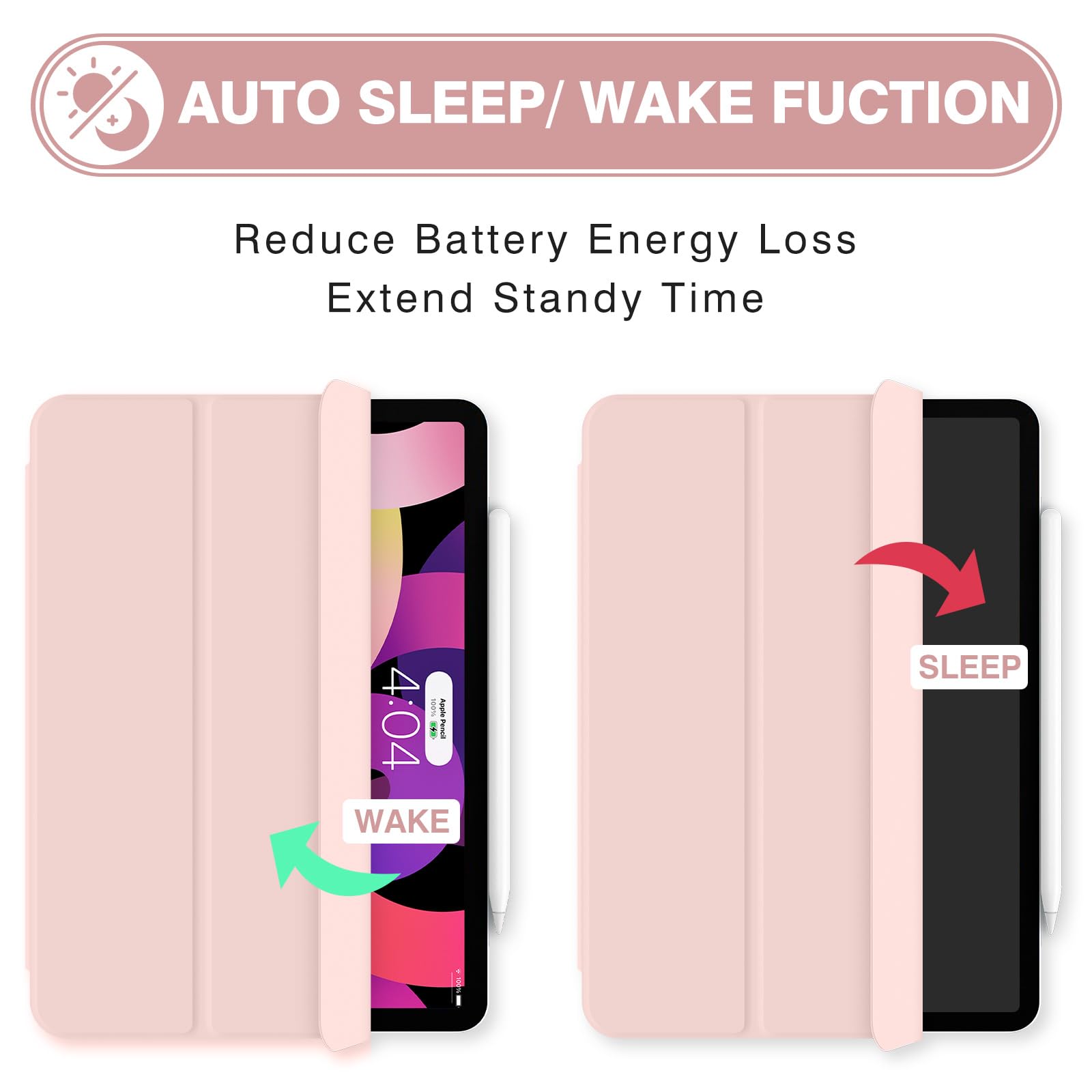 Magnetic Slim Smart Folio Case for iPad Air 7/6/5/4 (10.9 & 11 inch) - Compatible with iPad Air 5th/4th Gen 2022/2020 & M3/M2 2025/2024 Models - Auto Sleep/Wake - Pink | Perfect for Work, Study & Travel Protection