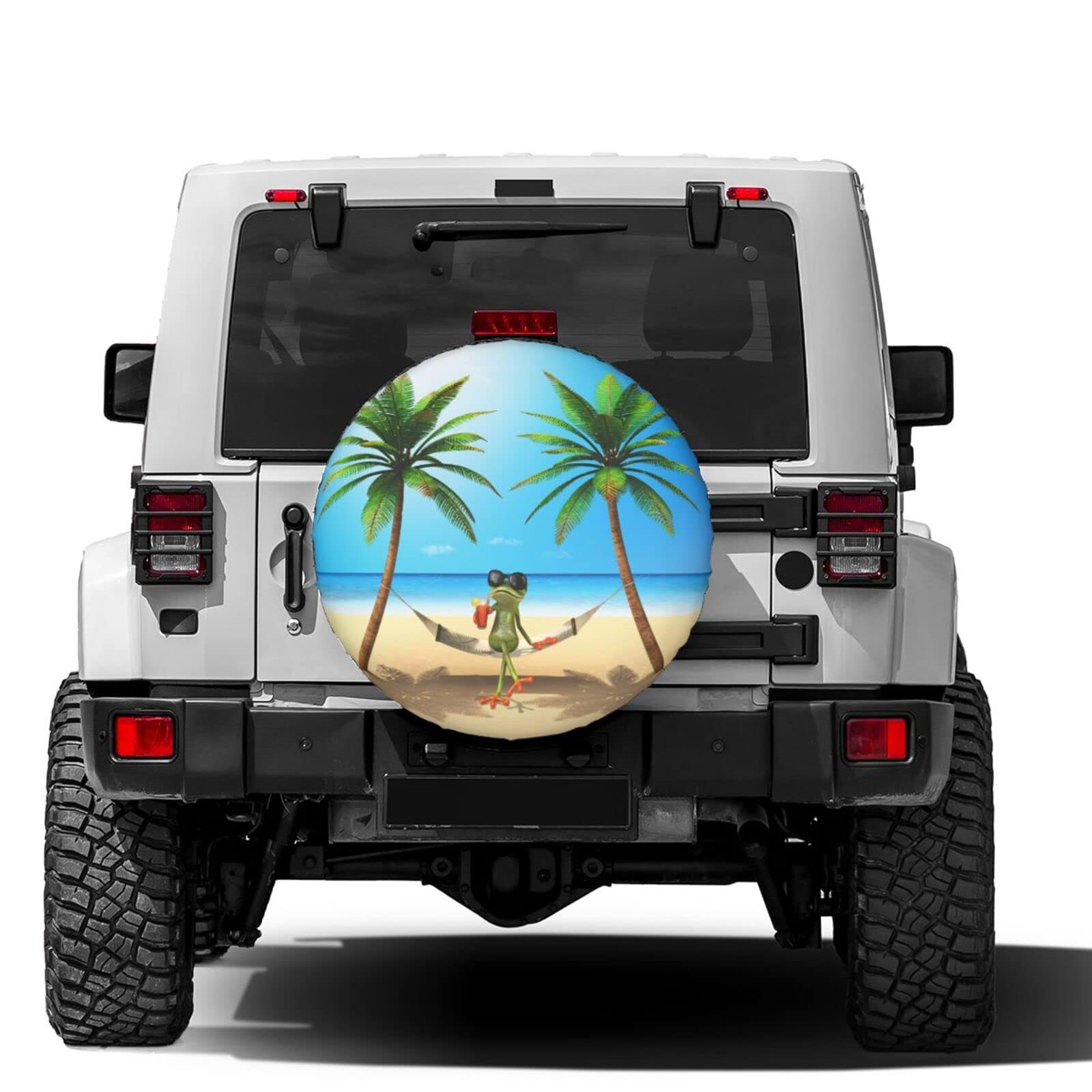 Green Frog Summer Spare Tire Cover - 17 Inch Dust-Proof Wheel Protector for Trailers, RVs, SUVs & Vehicles | Perfect for Outdoor Camping & Road Trips