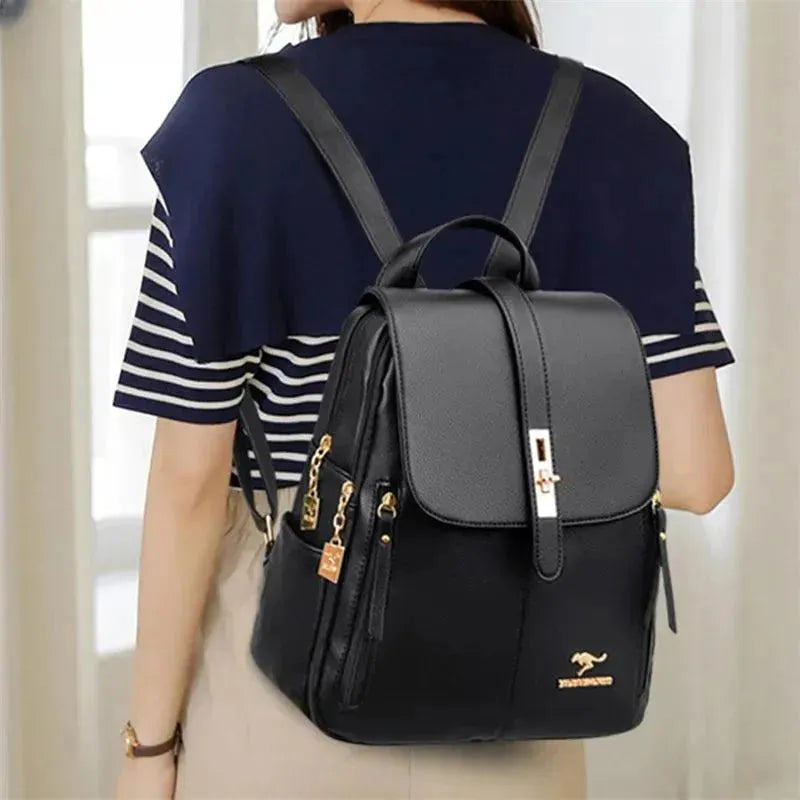 Vintage Style Luxury Leather Women's Backpack - Fashionable Travel & Work Bag for Everyday Use