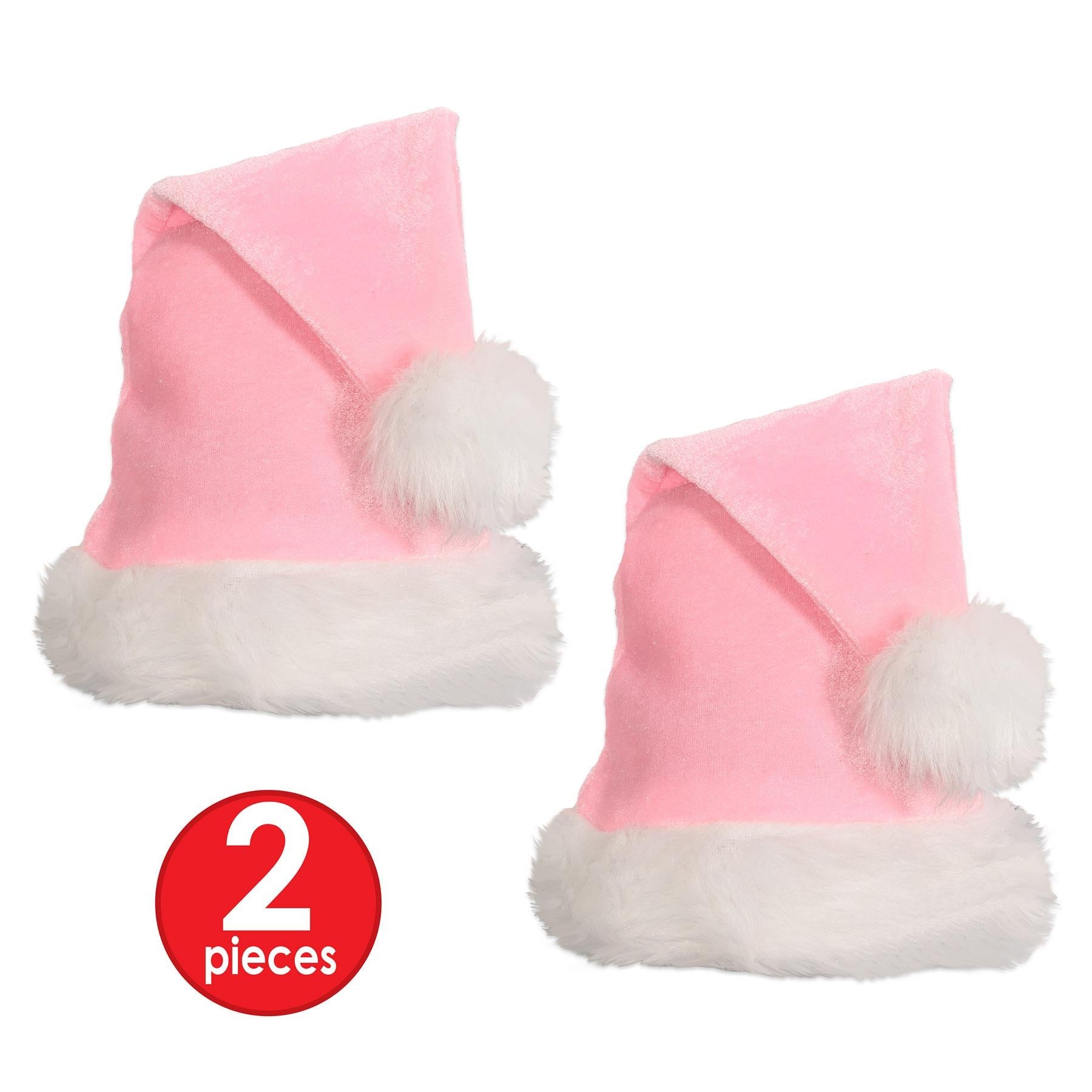 12 Pack Light Pink Santa Hats for Christmas - Festive Holiday Party Hats for Xmas Celebrations, Office Parties & Family Gatherings
