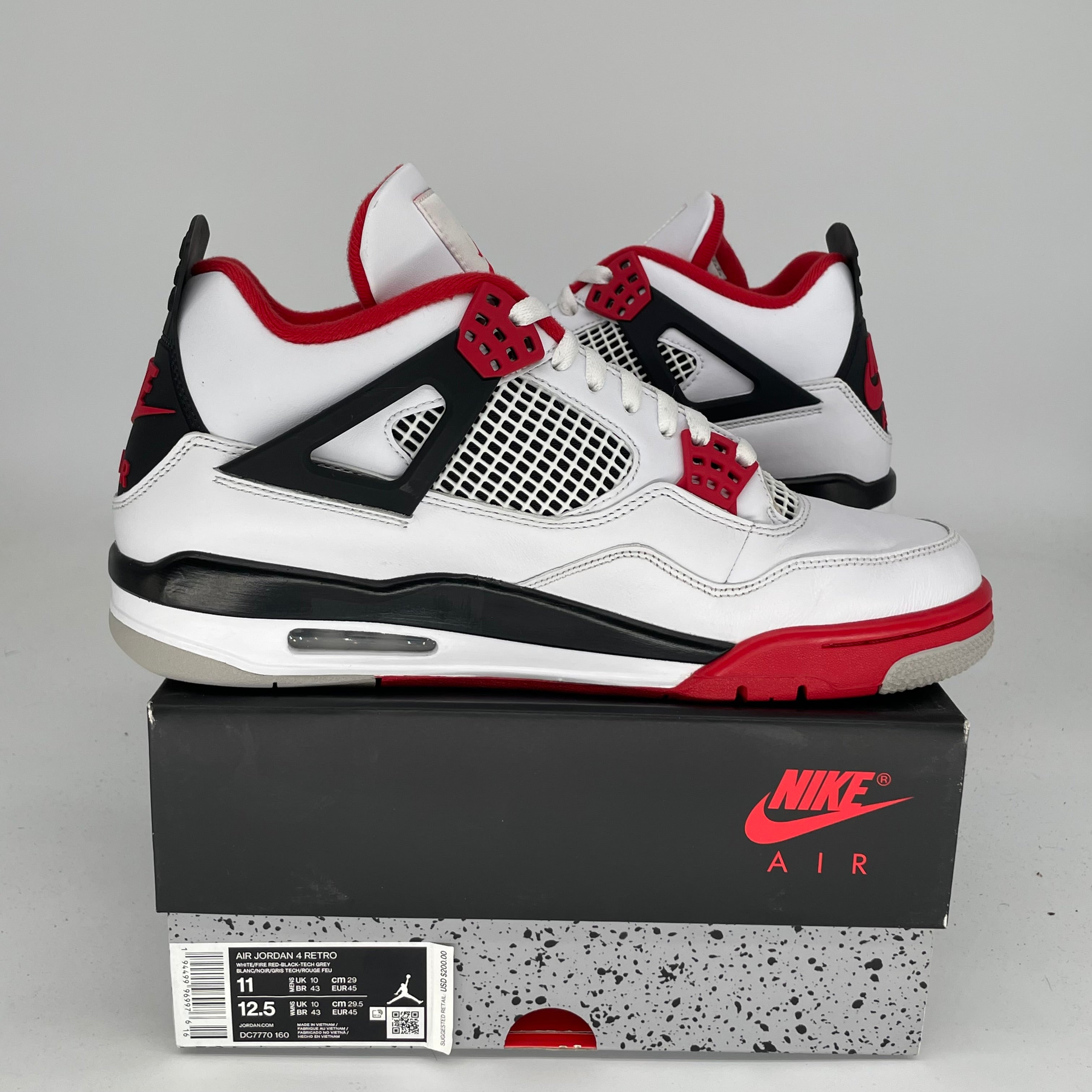 AIR JORDAN 4 FIRE RED Men's Basketball Shoes Size 11 - DC7770-160 | Retro Sneakers for Running, Gym & Streetwear Fashion
