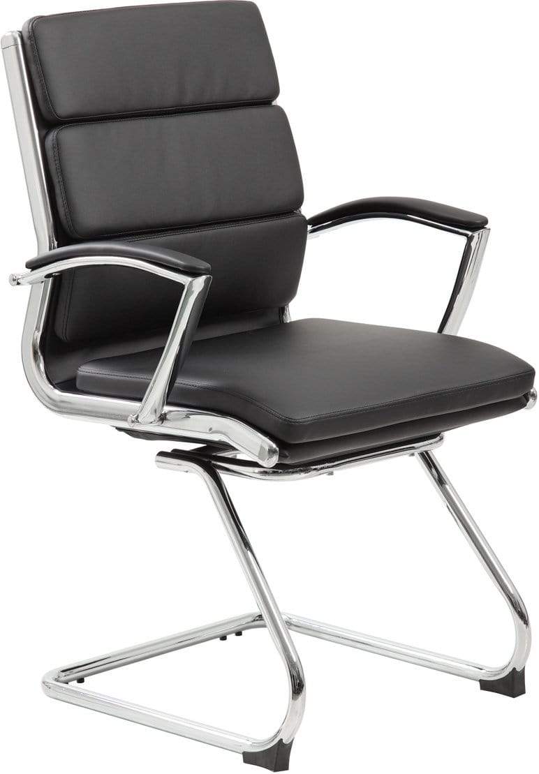 Premium Executive Guest Chair - CaressoftPlus Ergonomic Office Chair with Metal Chrome Finish [B9479 BK] for Home Office, Conference Room & Reception Area