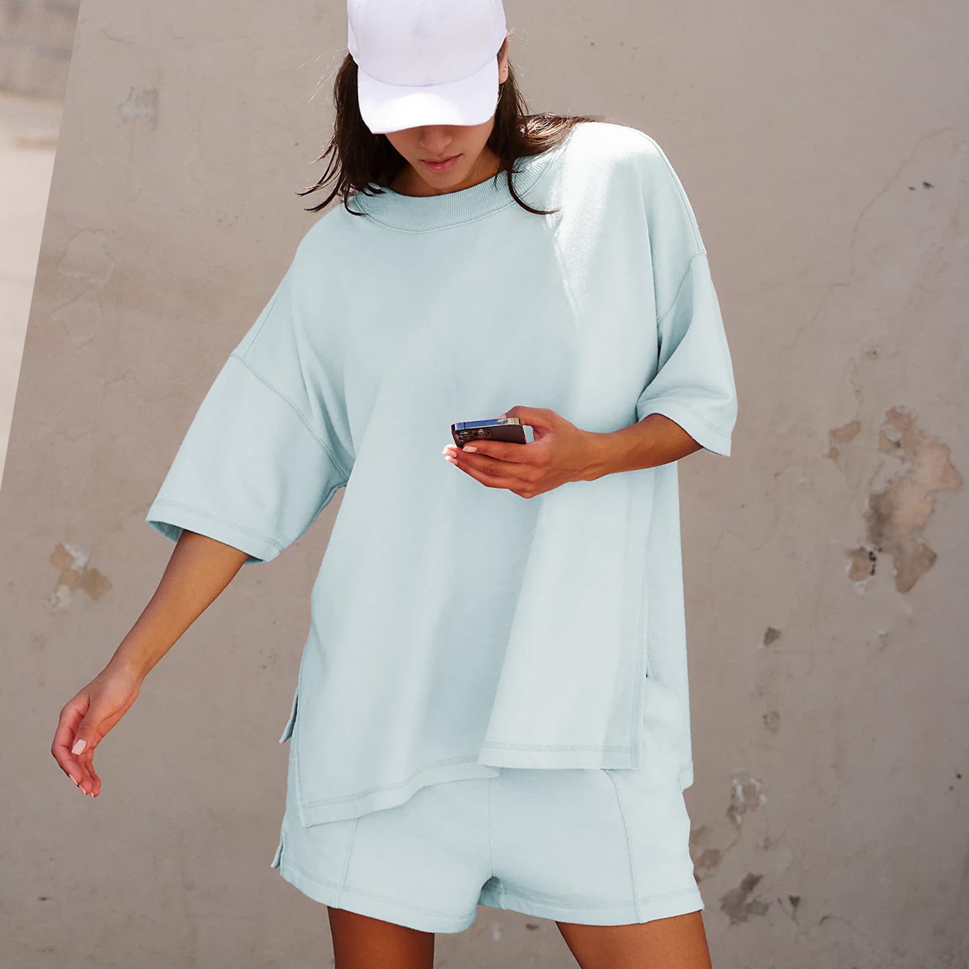 Women's Plus Size 2-Piece Lounge Set - Soft Short Sleeve Top & Comfy Shorts for Summer | Cute Maternity Pajamas & Cozy Loungewear for Home, Travel & Relaxation