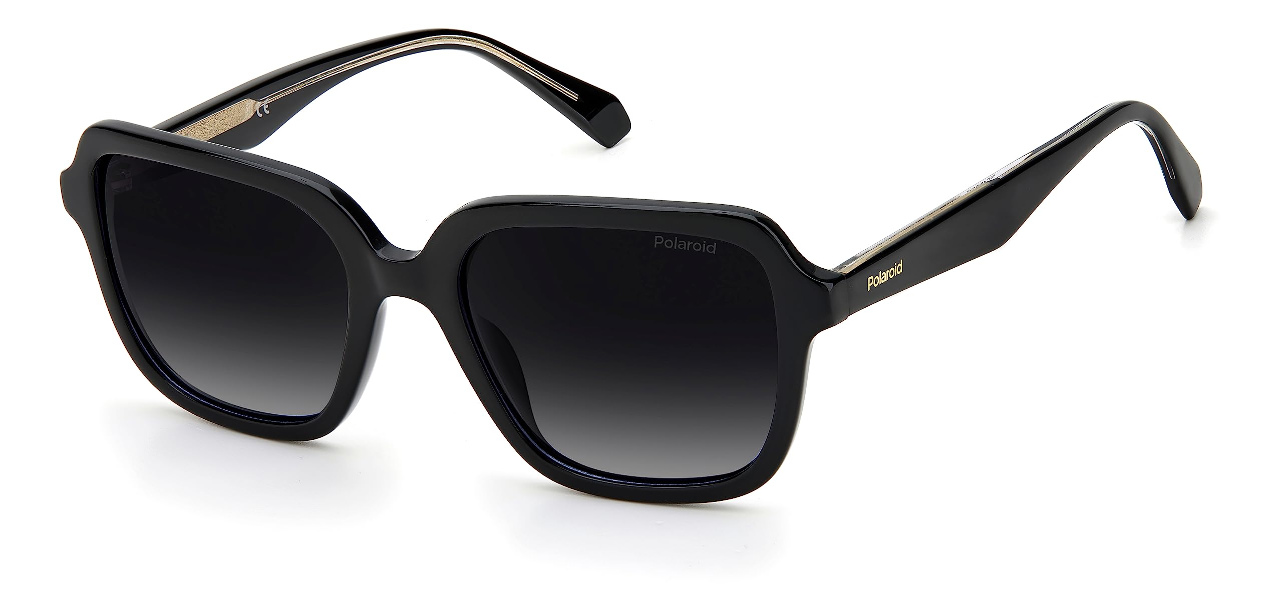 Polaroid PLD 4095/S/X Square Sunglasses for Women - Black/Polarized Gray Lens, 53mm Frame, 19mm Bridge - UV Protection Fashion Shades for Driving, Beach & Outdoor Activities
