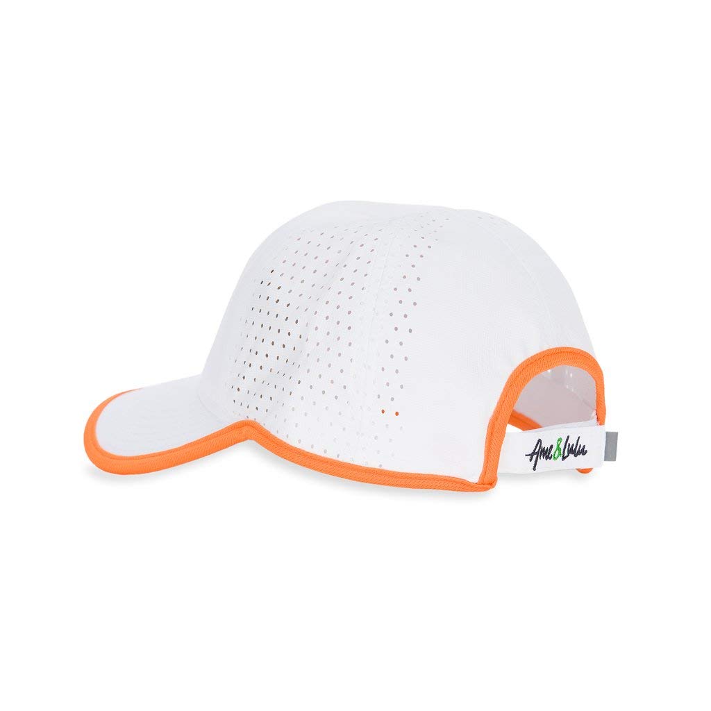 Ame & Lulu Hot Shot Tennis Hat for Women - UV Protection Sun Visor with Adjustable Strap (White/Orange) - Perfect for Tennis, Golf, Running & Outdoor Sports