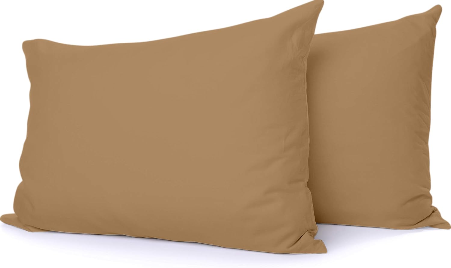Premium 100% Natural Cotton Pillowcase Set of 2 - 600 Thread Count Taupe Standard Pillow Covers (20