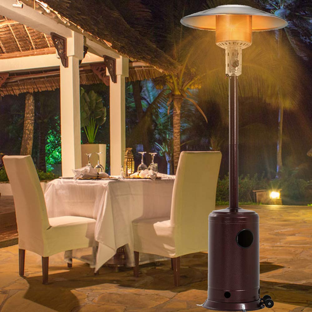 **47,000 BTU Stainless Steel Patio Heater with Wheels - Portable Outdoor Propane Heater for Garden, Wedding, Party & Courtyard - Commercial-Grade 88