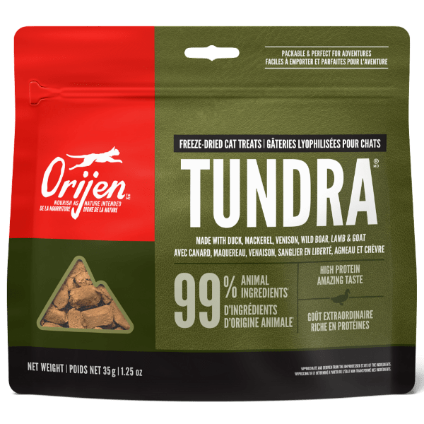 Orijen Tundra Freeze-Dried Cat Treats - High Protein Grain-Free Natural Cat Snacks for Indoor & Outdoor Cats - Perfect for Training, Rewards, and Travel