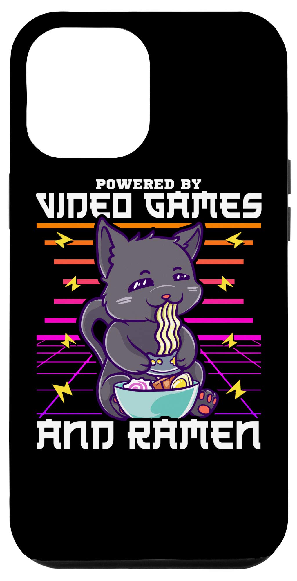 iPhone 12 Pro Max Case - Anime Cat Design with Video Game & Ramen Theme | Shockproof Protective Cover for iPhone 12 Pro Max | Perfect for Gaming, Anime Fans & Daily Use