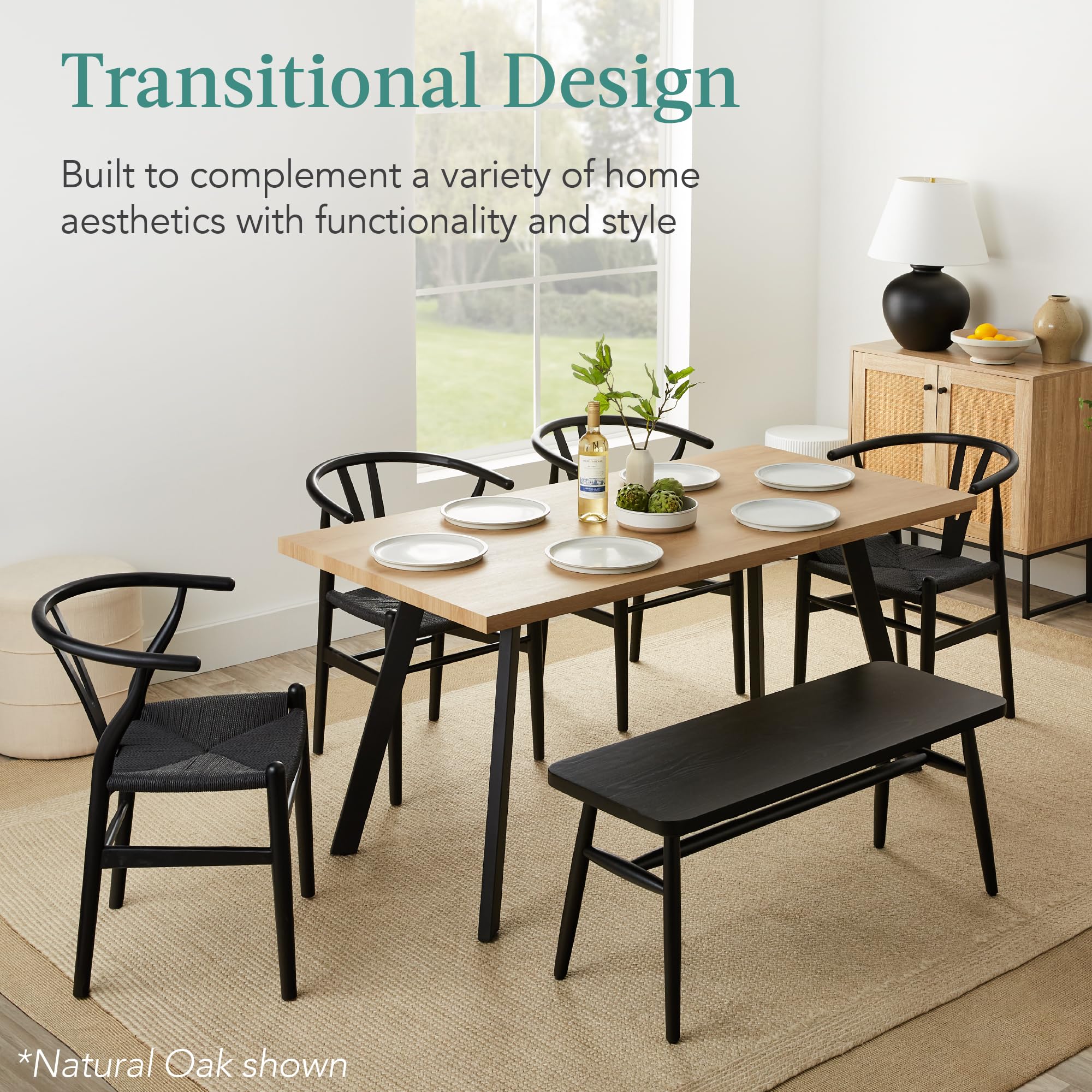 Best Extendable Dining Table 47 to 63 Inches - Modern Expandable Kitchen Table for 6 People with Leaf Extension, 2 Locks, 132lb Weight Capacity - Gray | Perfect for Small Spaces, Dinner Parties & Family Gatherings