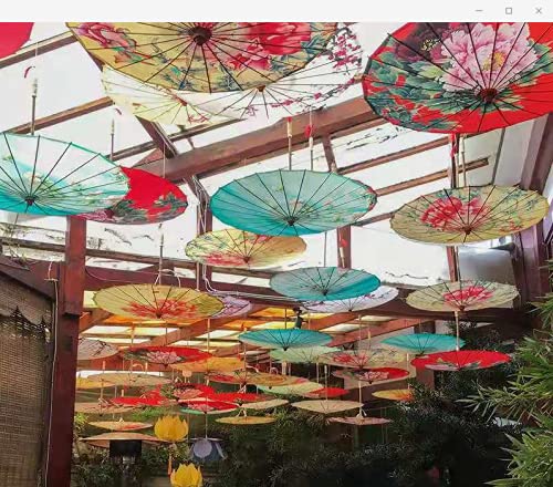 Chinese Style Oil Paper Umbrella - Handmade Bamboo & Floral Painted Rainproof Parasol for Cosplay, Hanfu, Traditional Costume & Outdoor Photography
