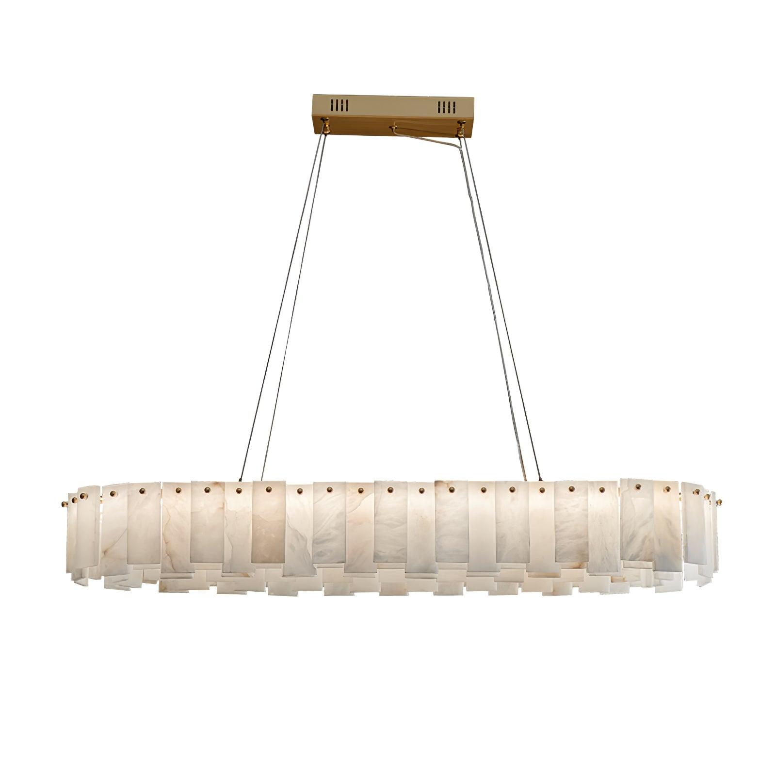 Celestial Alabaster Round Chandelier - Modern Crystal Ceiling Light Fixture for Dining Room, Bedroom & Living Room | Elegant Home Decor Lighting