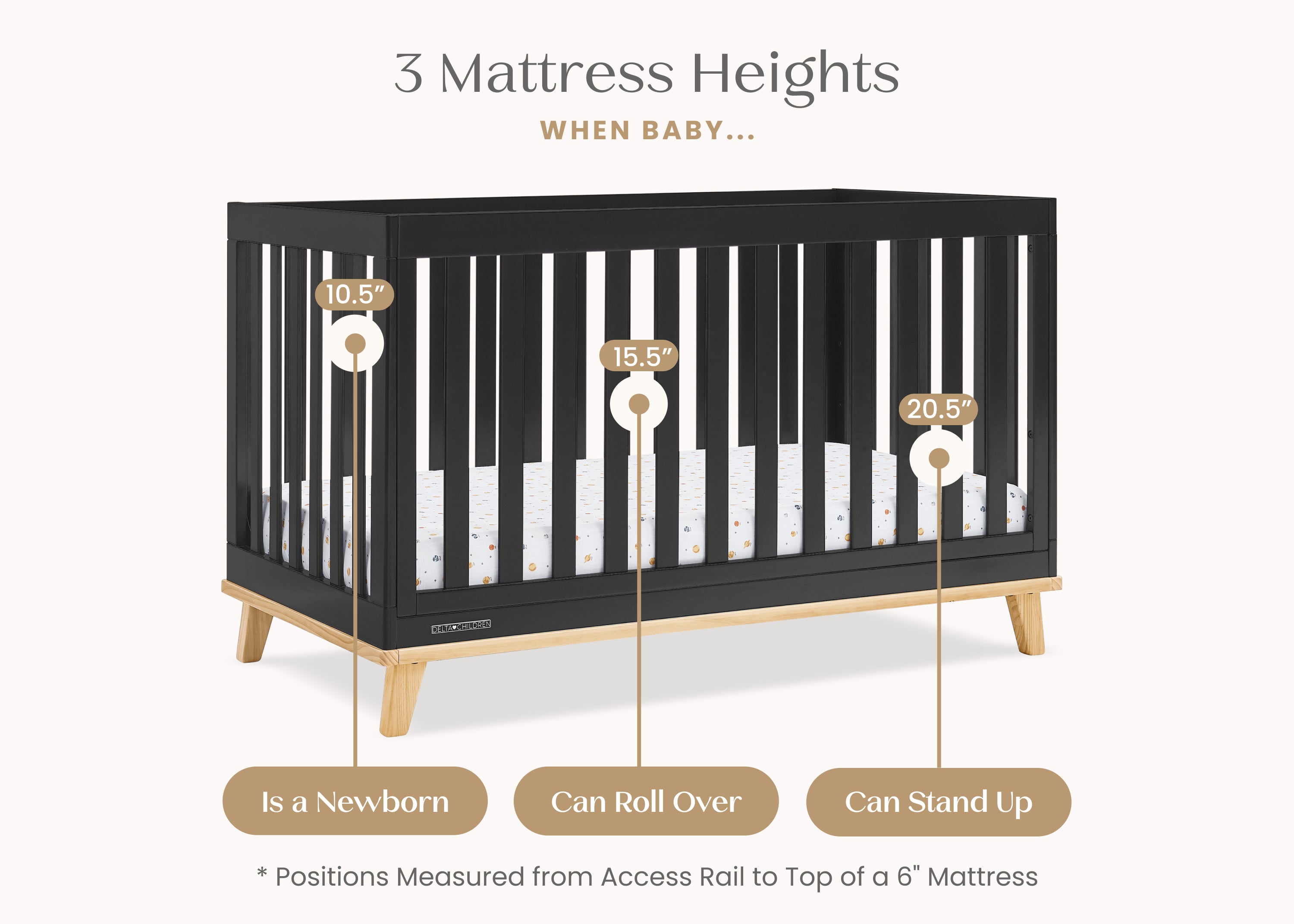 Frankie 4-in-1 Convertible Baby Crib - Toddler Bed, Daybed & Full-Size Bed - Safe Nursery Furniture for Newborns & Kids - Perfect for Bedrooms, Daycare & Guest Rooms