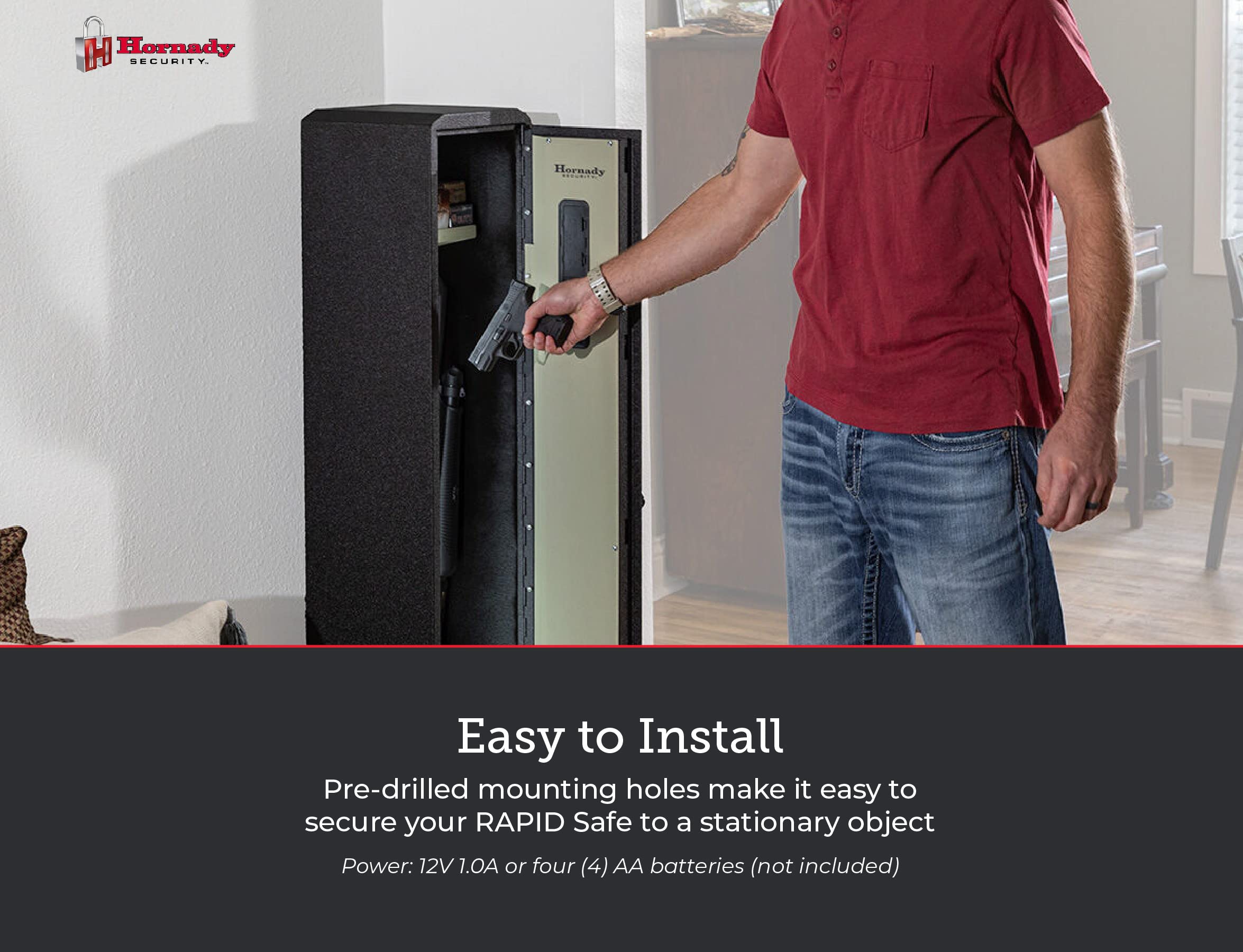 Hornady Rapid Safe Compact Ready Vault with WiFi - Smartphone Monitoring Safe with RFID Touch-Free Access & Heavy-Duty Steel Security Box for Valuables - Ideal for Home, Office, and Travel Gun Storage (Model 98196WIFI)